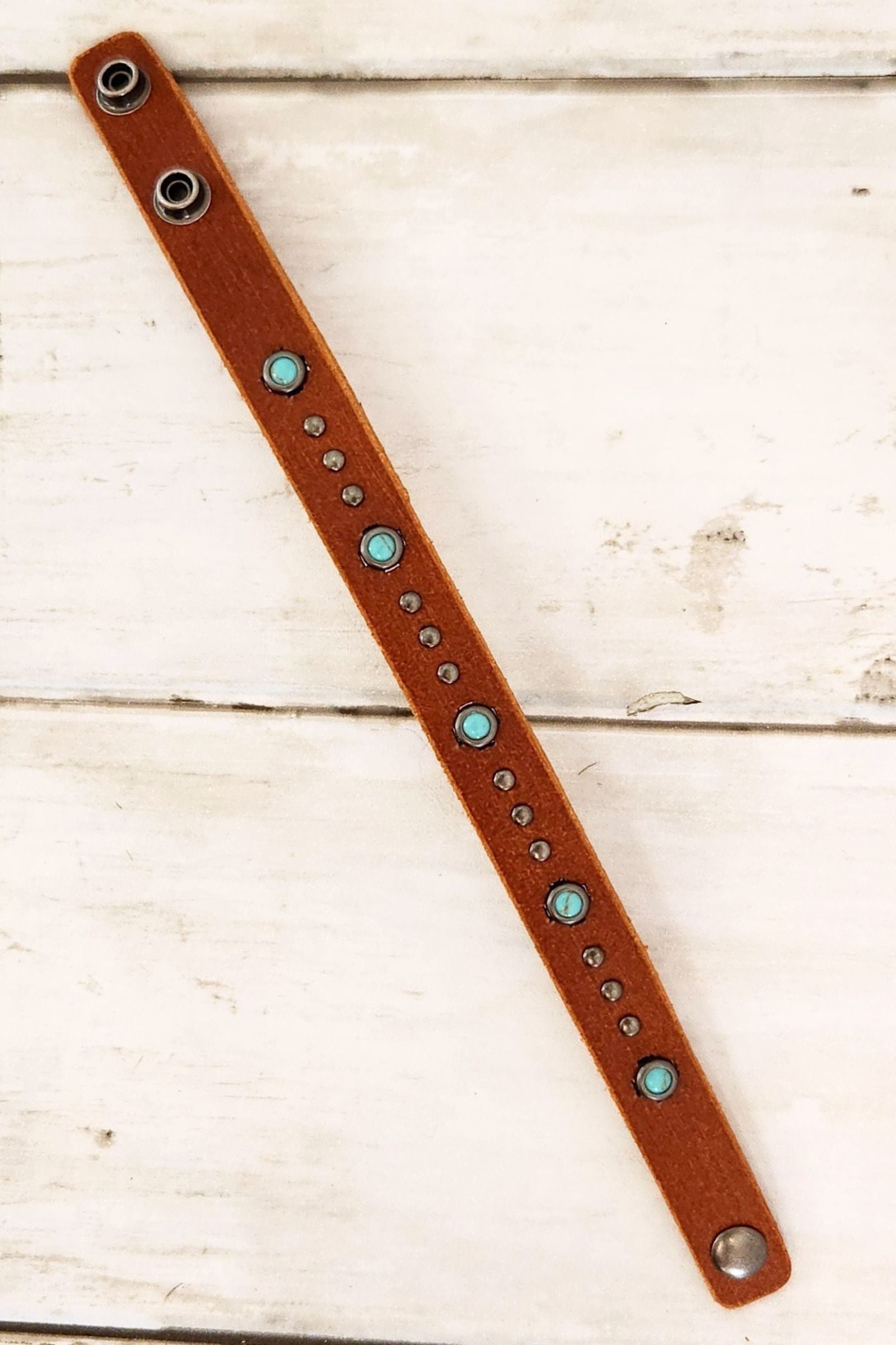 Turquoise Stud Leather Bracelet