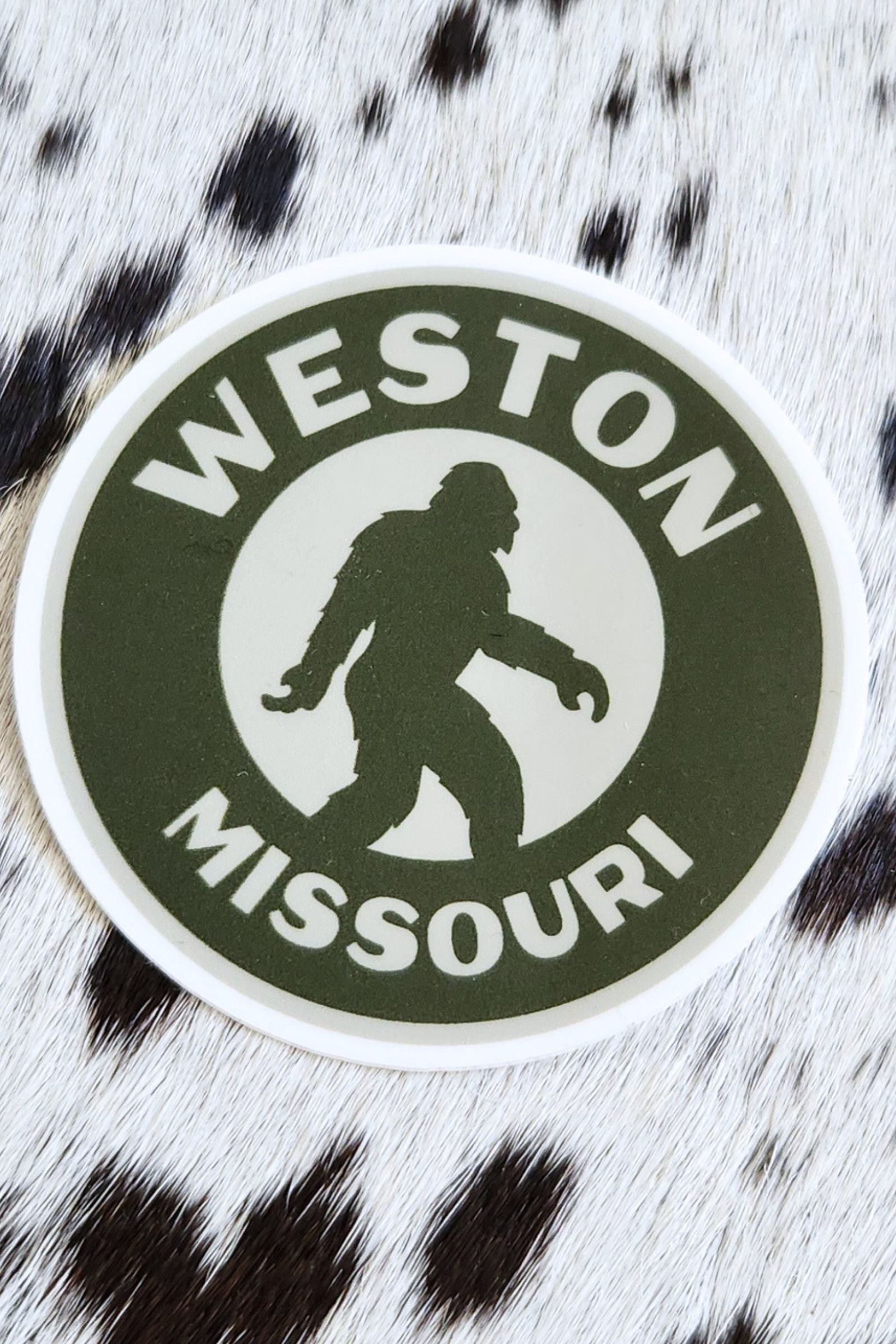 Weston Missouri Sasquatch Circle Badge Sticker