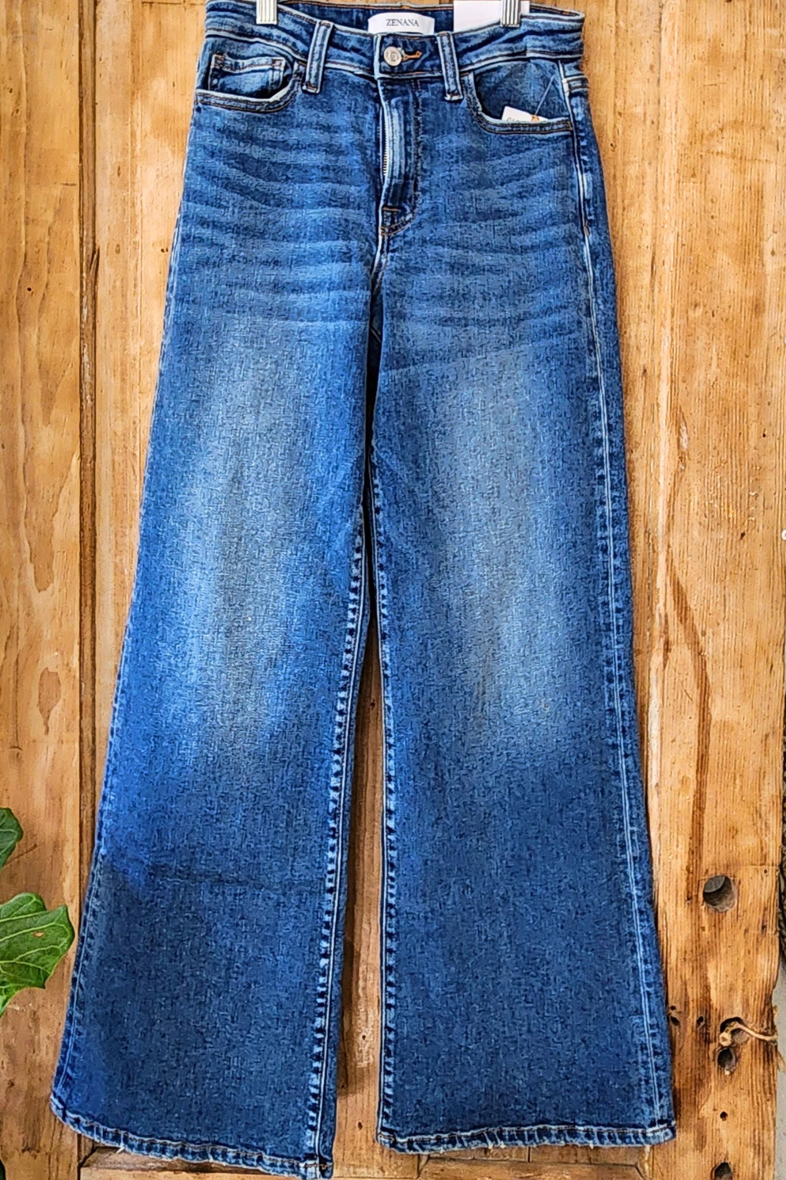 Medium Wash Wide Leg Denim Jeans