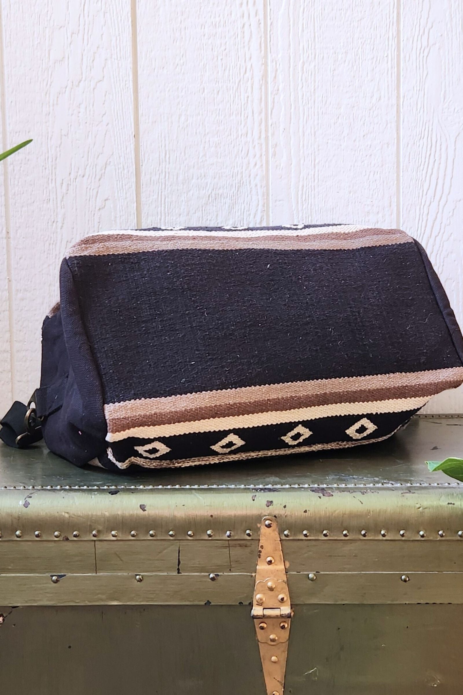 Black & Taupe & Cream Aztec Duffel Bag