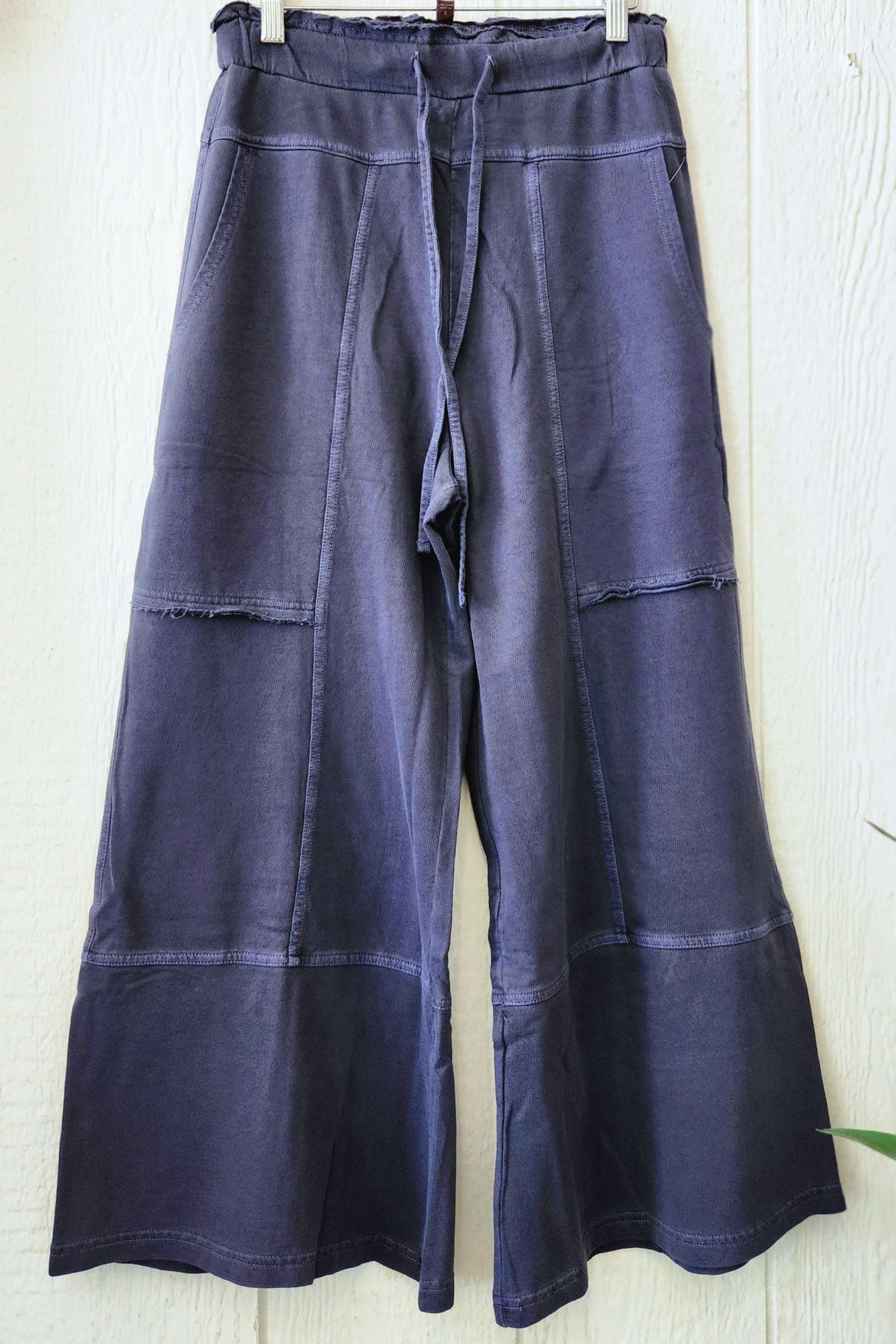 Washed Blackberry French Terry Exposed Seam Pants
