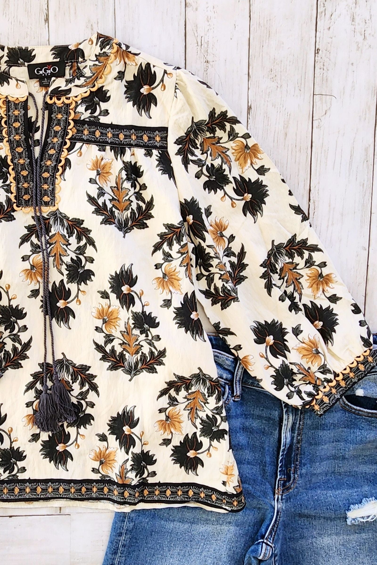 Harvest Floral Tie Front Blouse