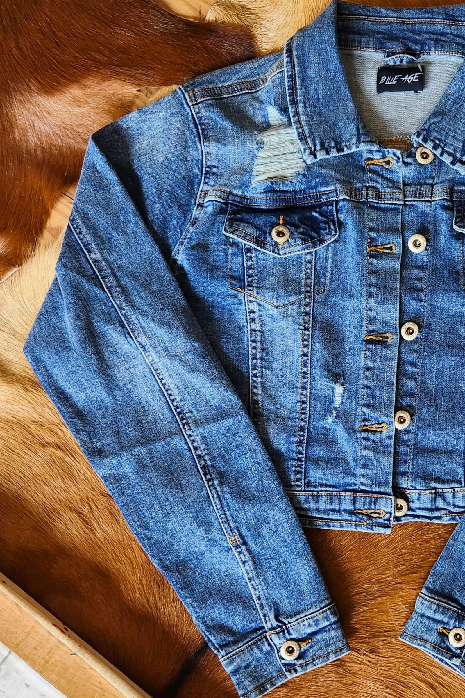 Distressed Cropped Denim Jacket