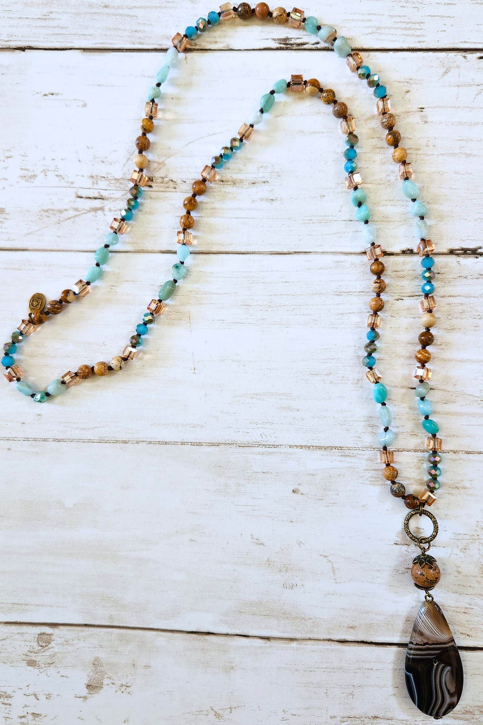 Debbie Turquoise & Brown Pendant Necklace