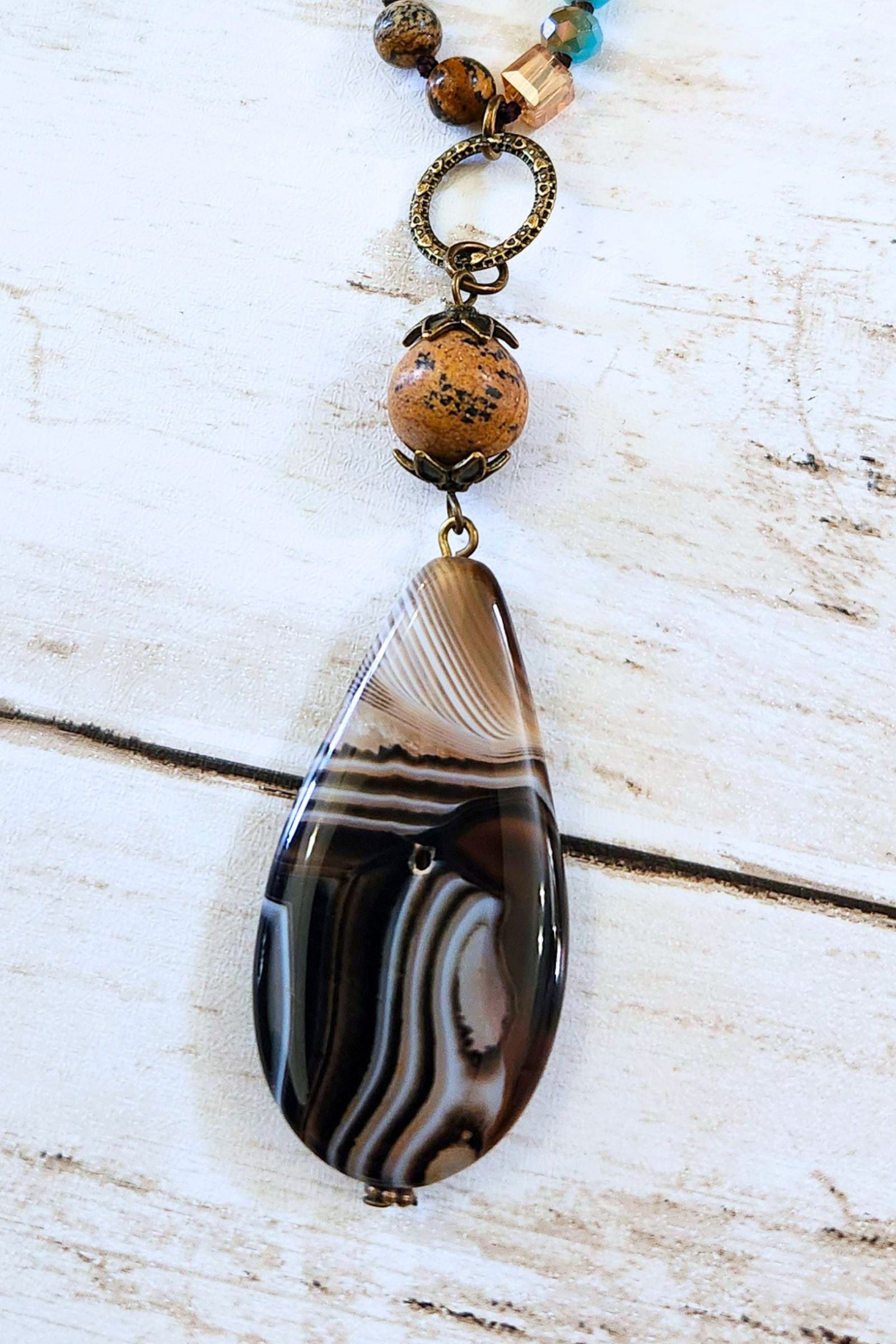 Debbie Turquoise & Brown Pendant Necklace