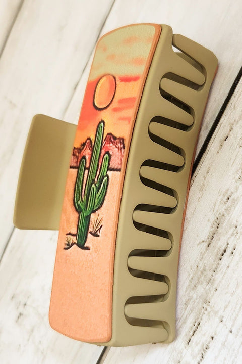 Cactus Sunset Hair Claw Clip