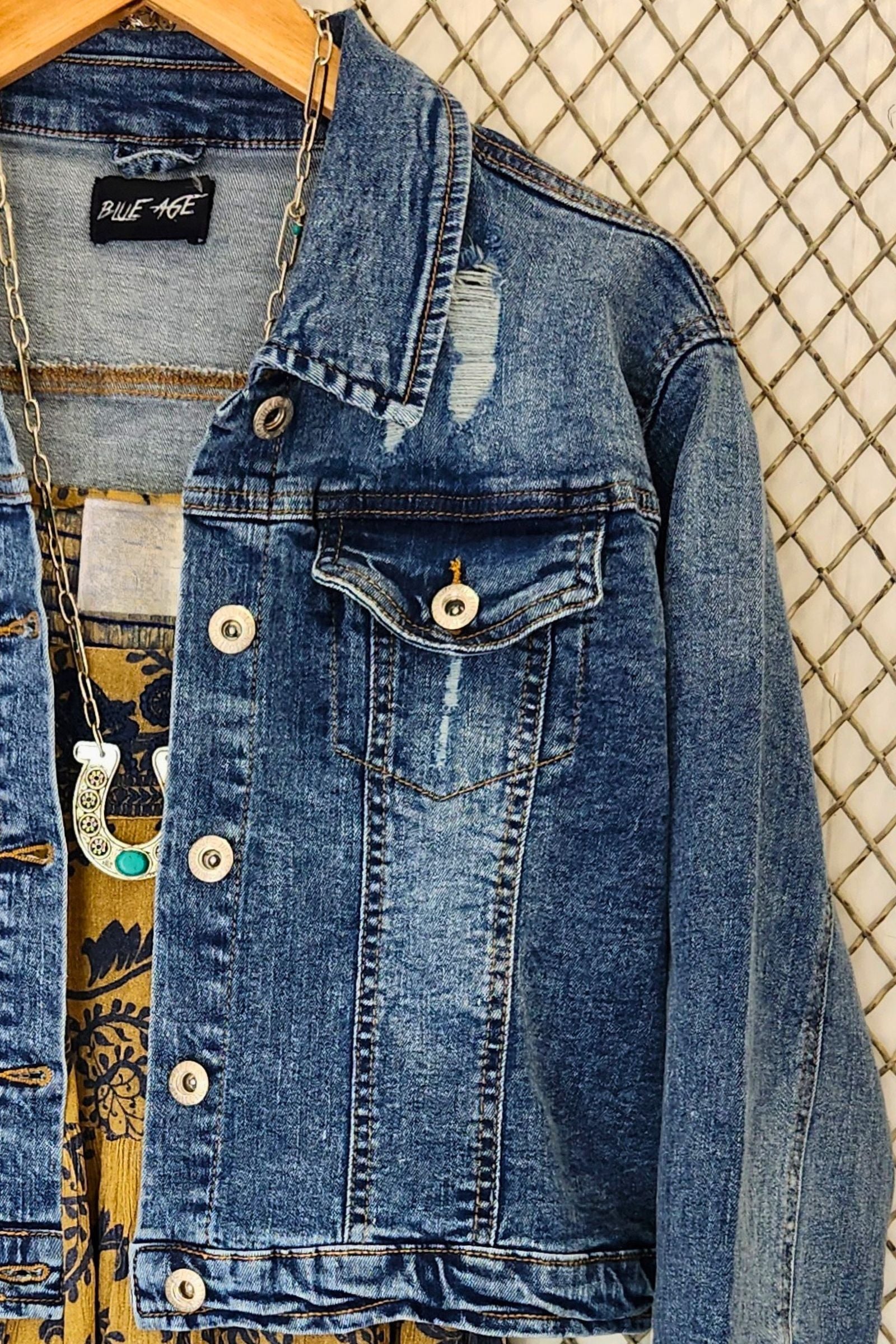 Distressed Cropped Denim Jacket