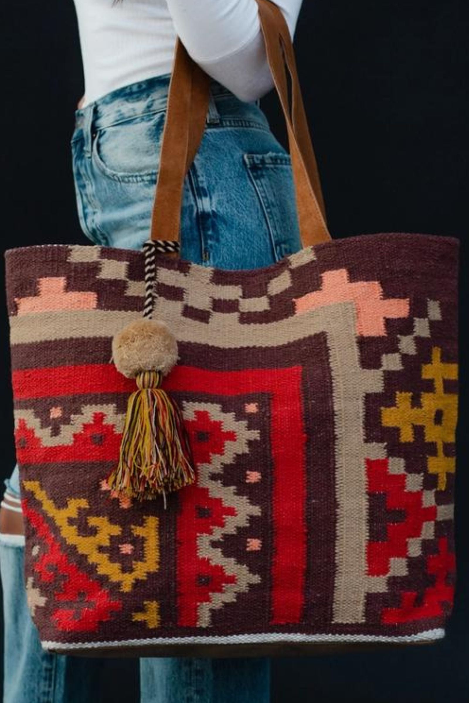 Brown & Red Aztec Tote