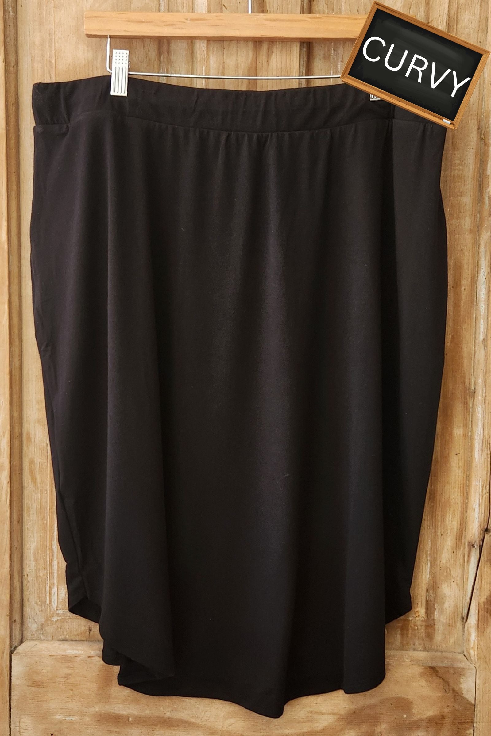 CURVY Black Tulip Hem Skirt