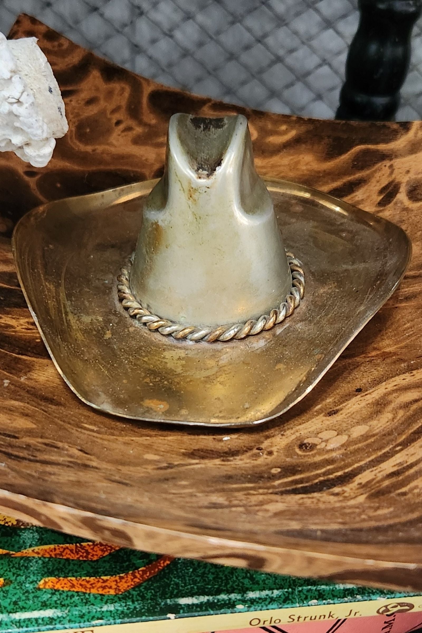 Vintage Brass Cowboy Hat Ashtray