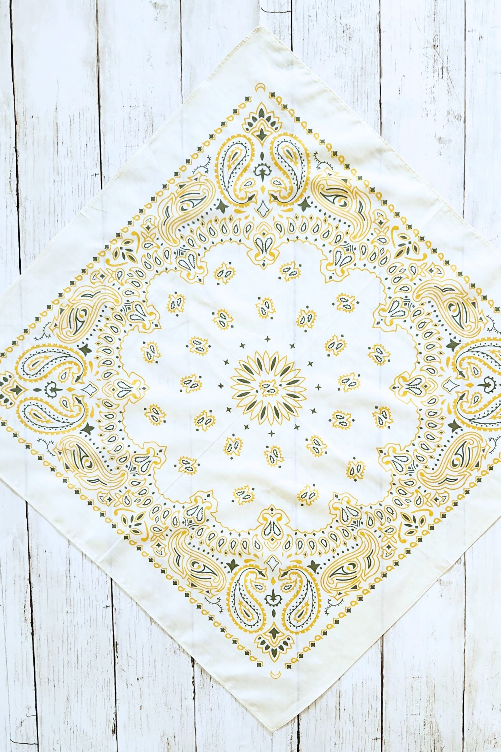 Mustard & Olive & Cream Paisley Bandana