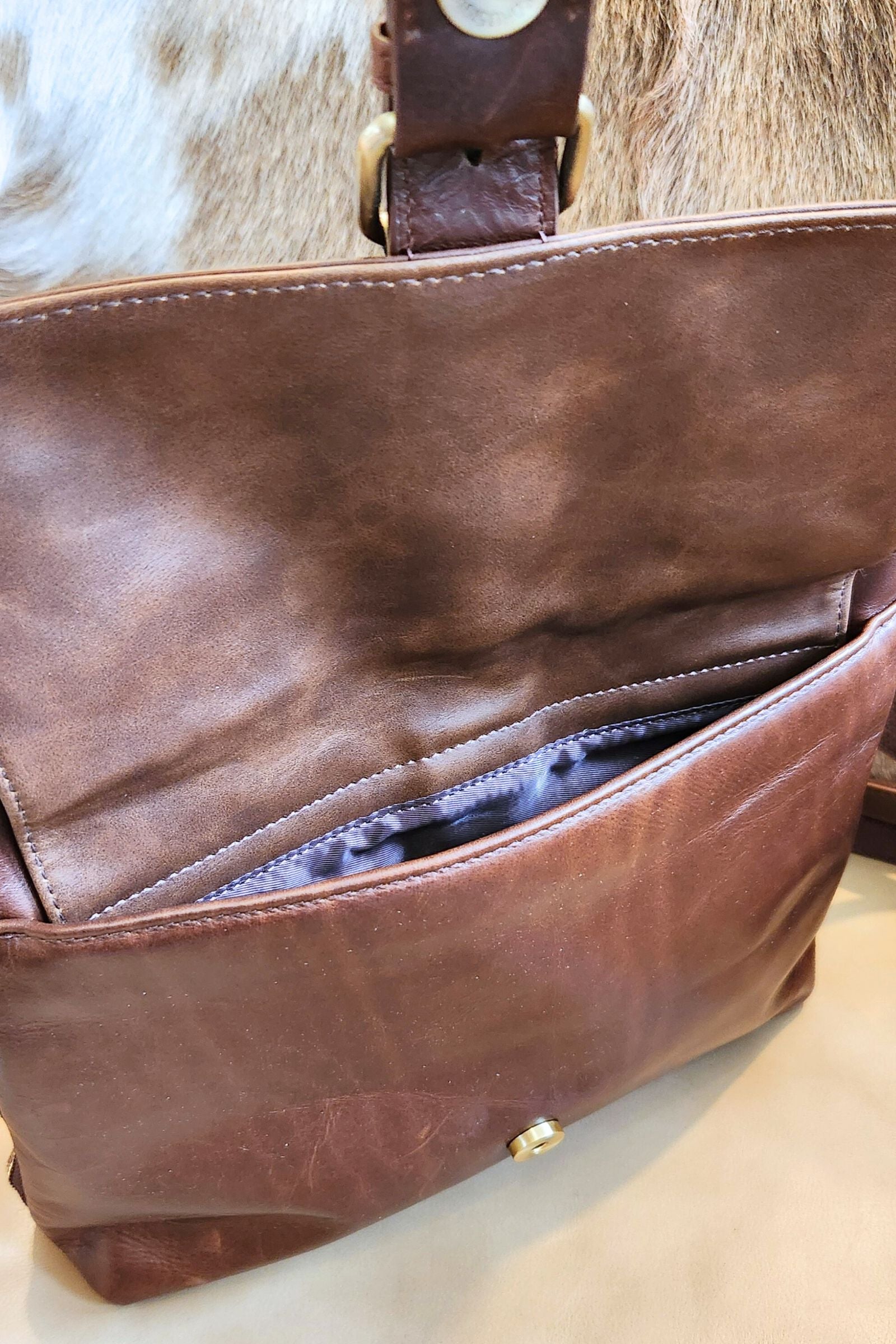 Wax Oil Cowhide Leather Backpack Bag