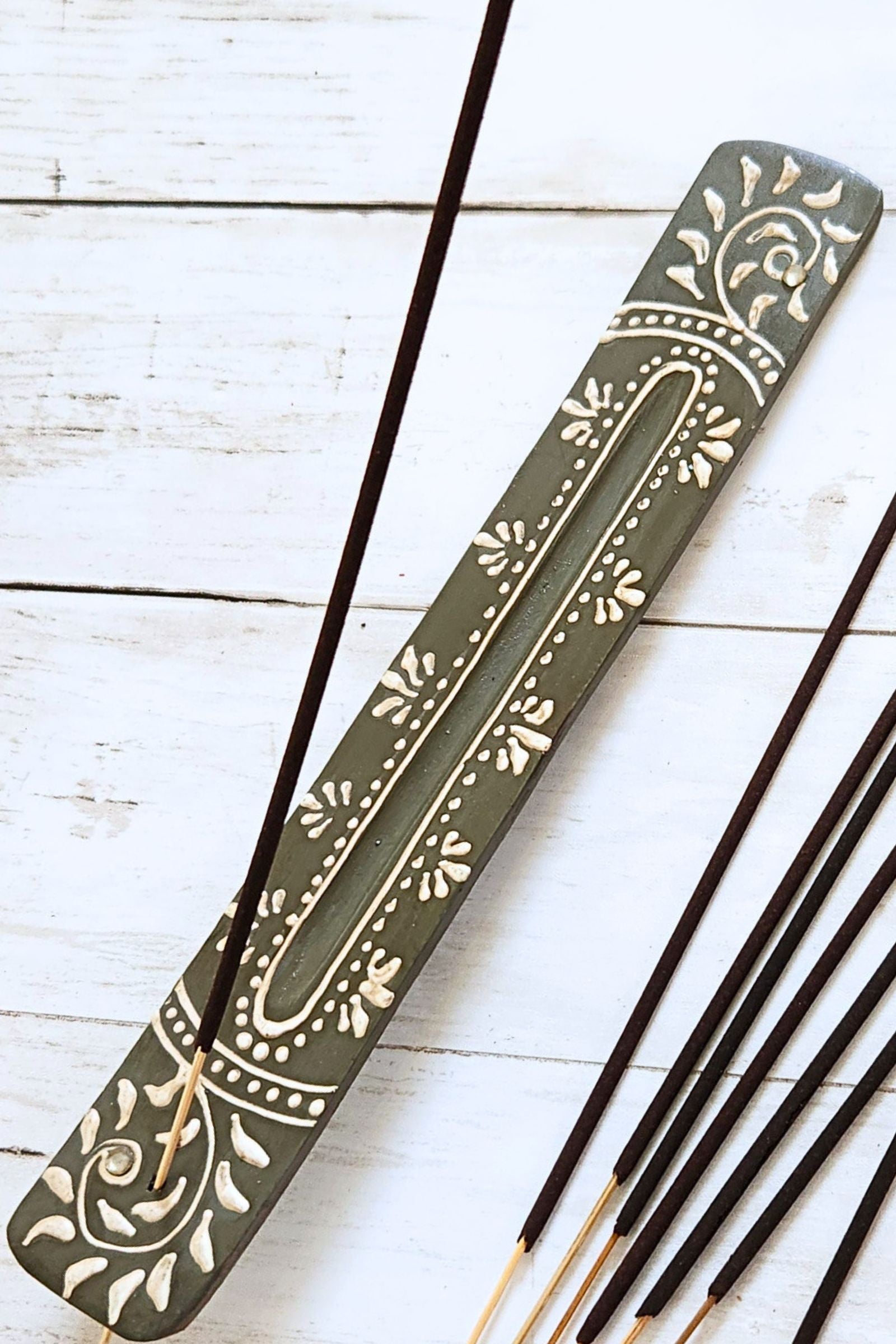 Mango Wood Incense Holder - Gray