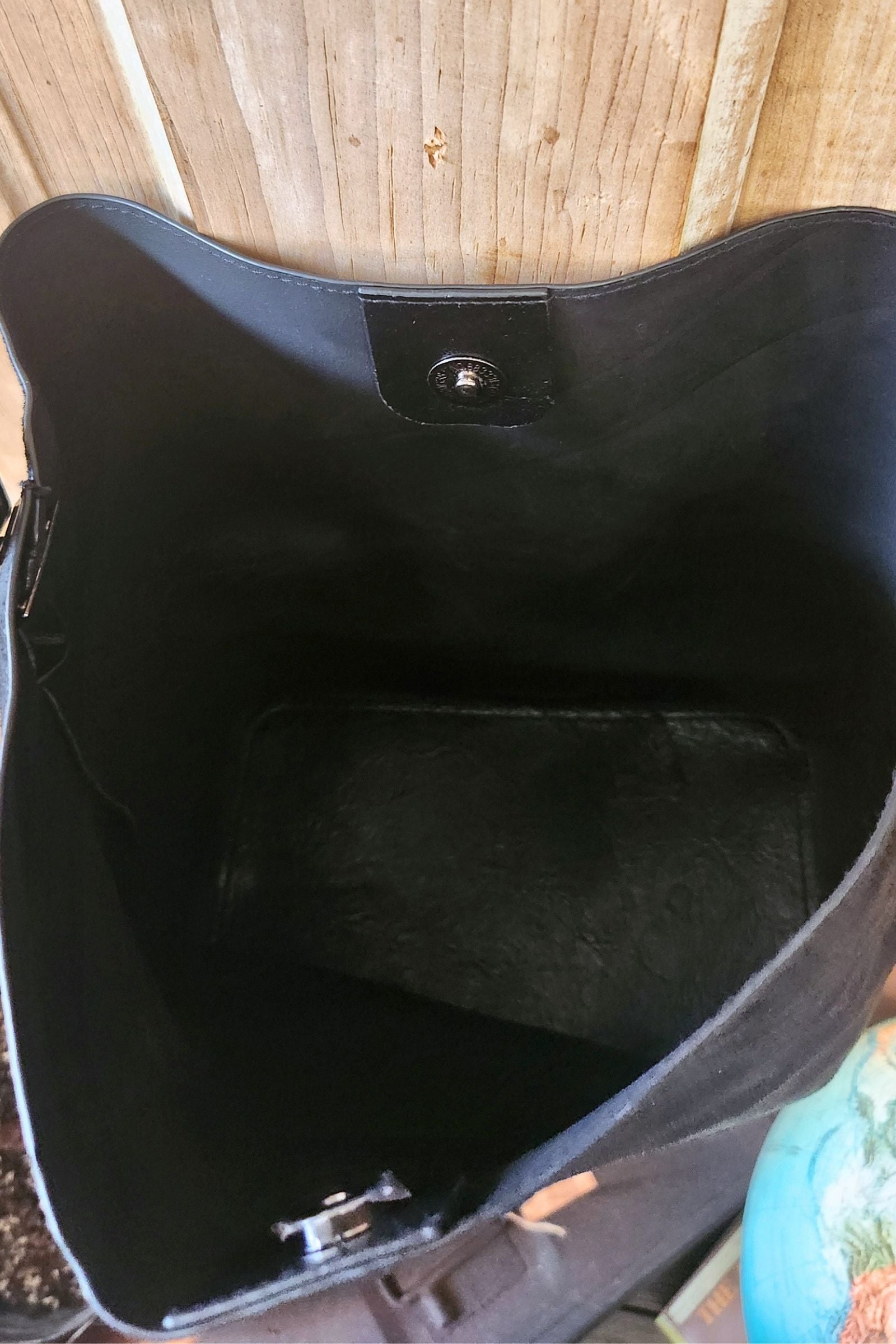 Black Microsuede Bucket Bag