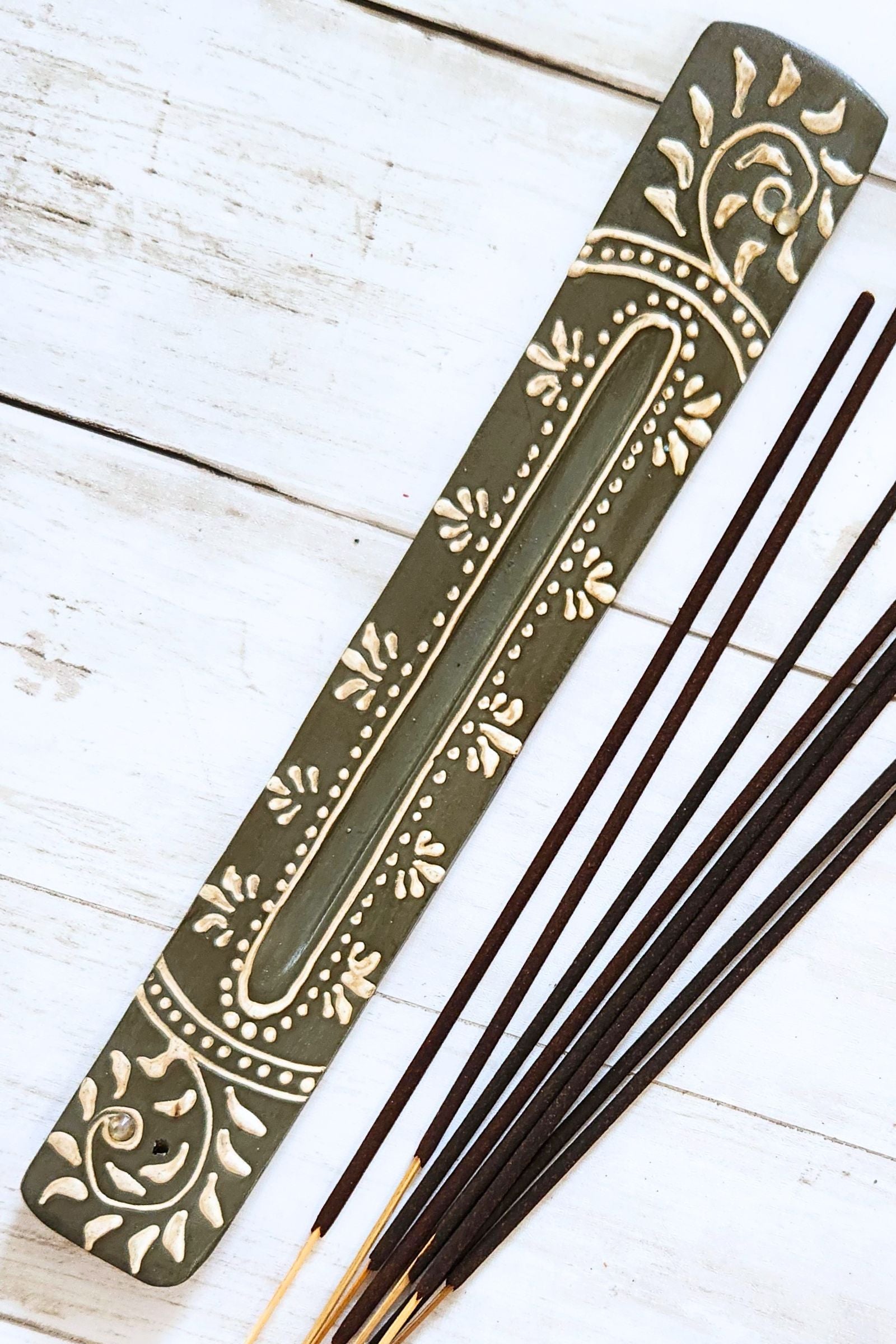 Mango Wood Incense Holder - Gray