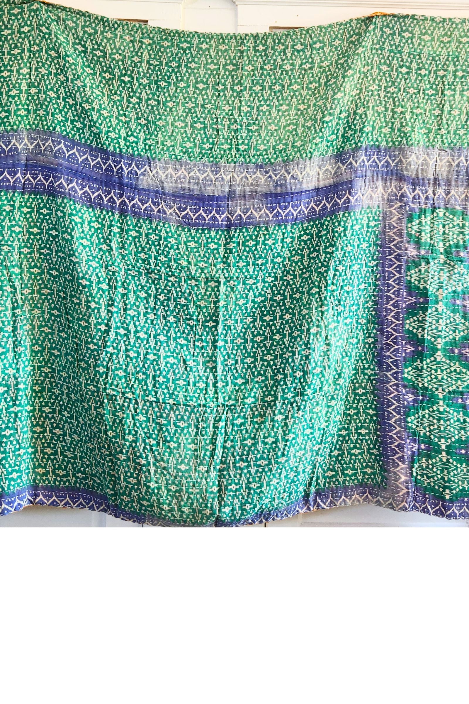 Kantha Sari Throw Blanket #1616