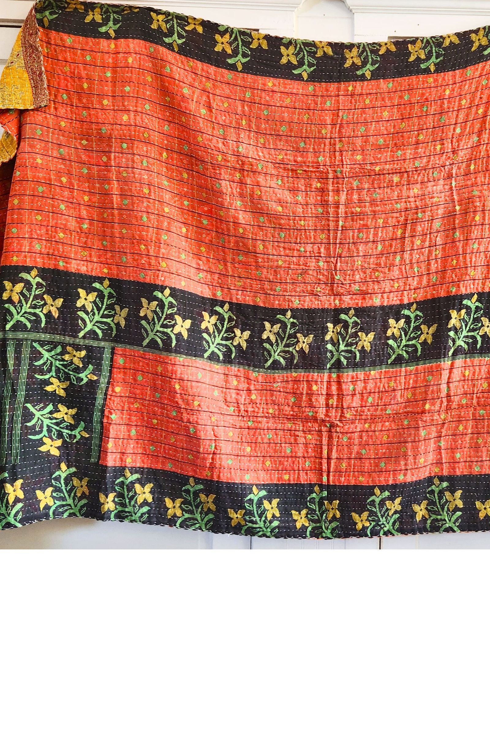 Kantha Sari Throw Blanket #1617