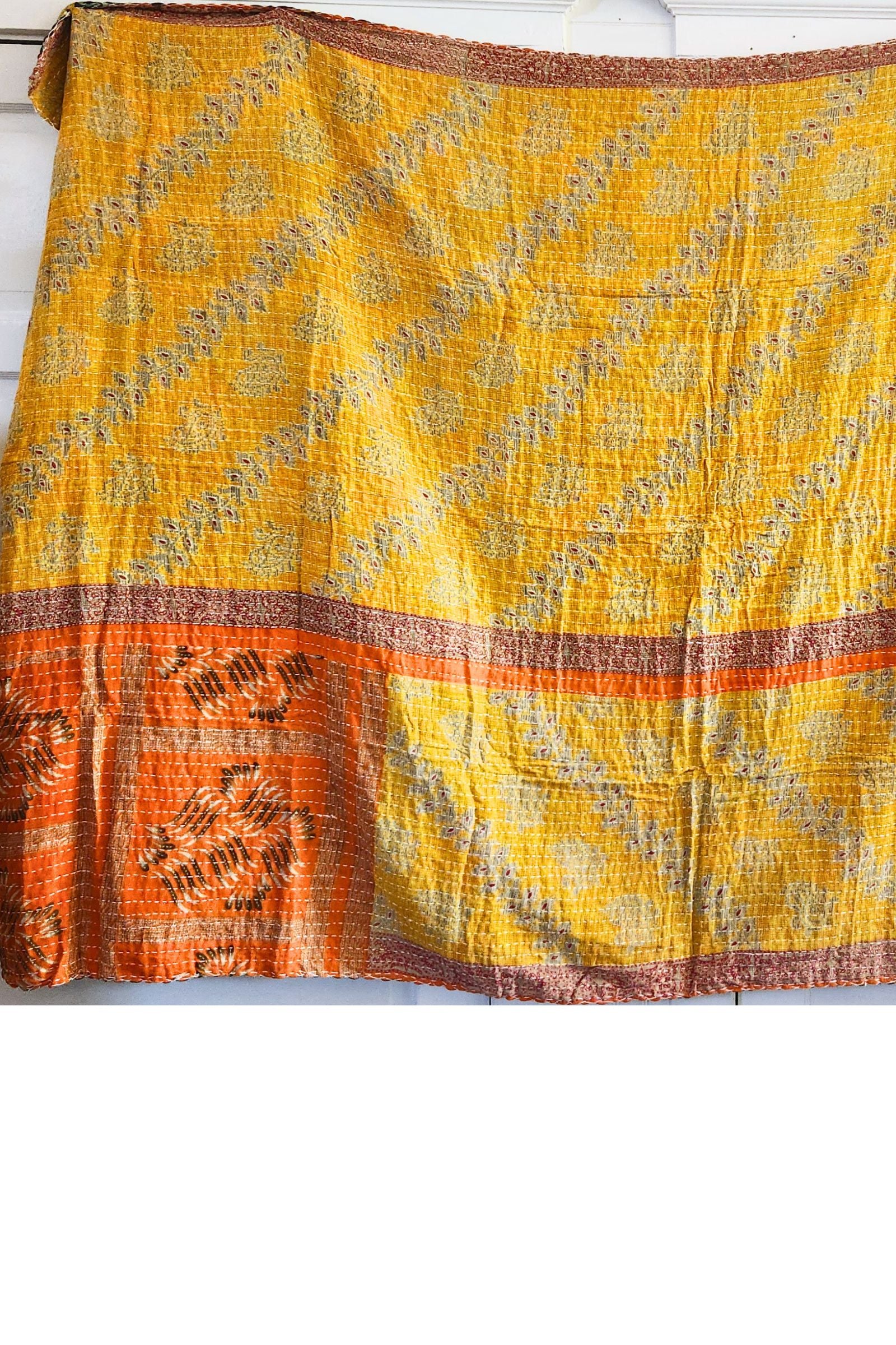Kantha Sari Throw Blanket #1617