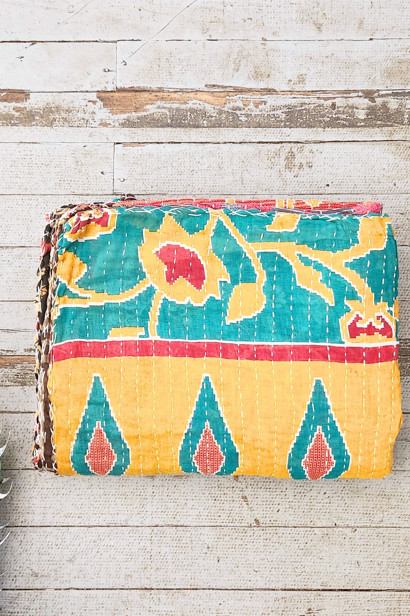 Kantha Sari Throw Blanket #1618