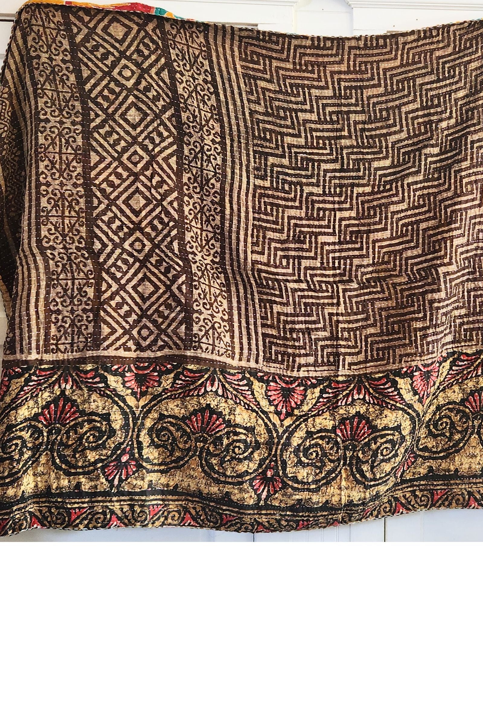 Kantha Sari Throw Blanket #1618