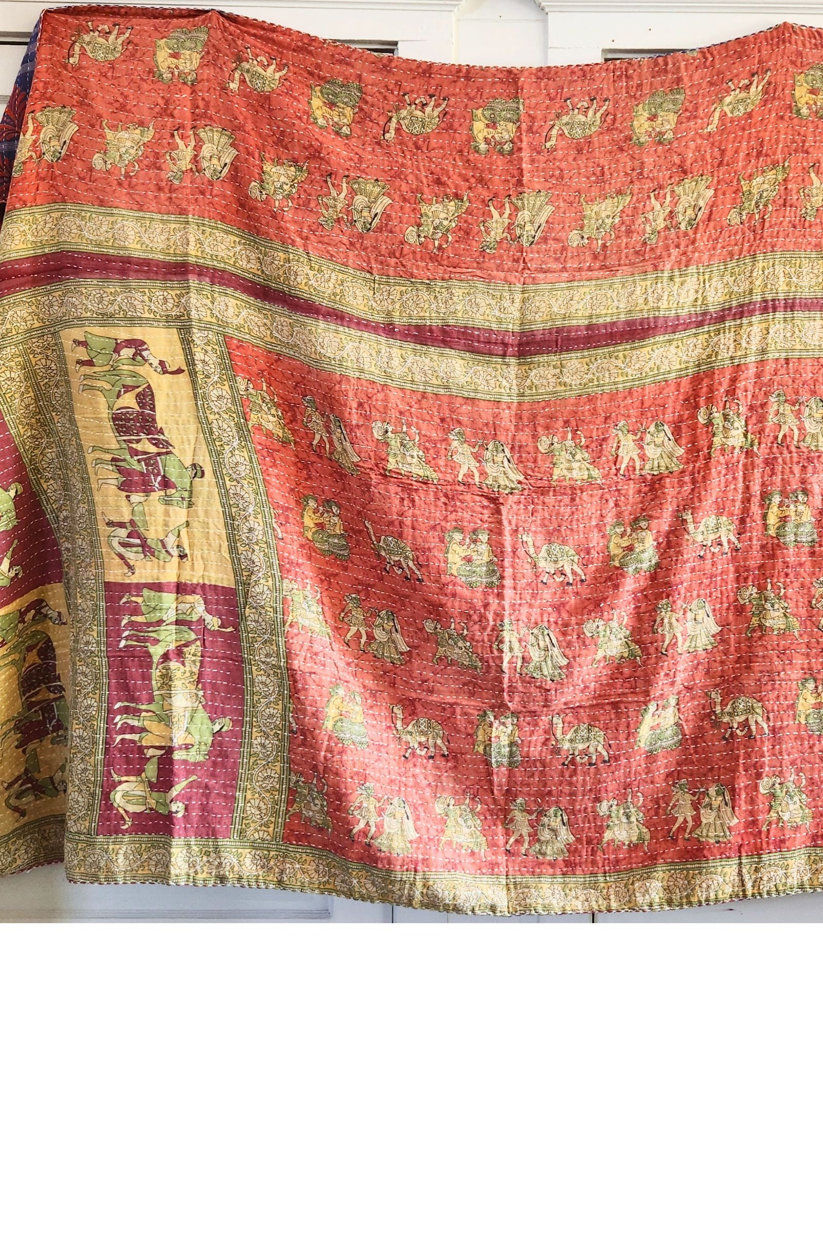 Kantha Sari Throw Blanket #1619