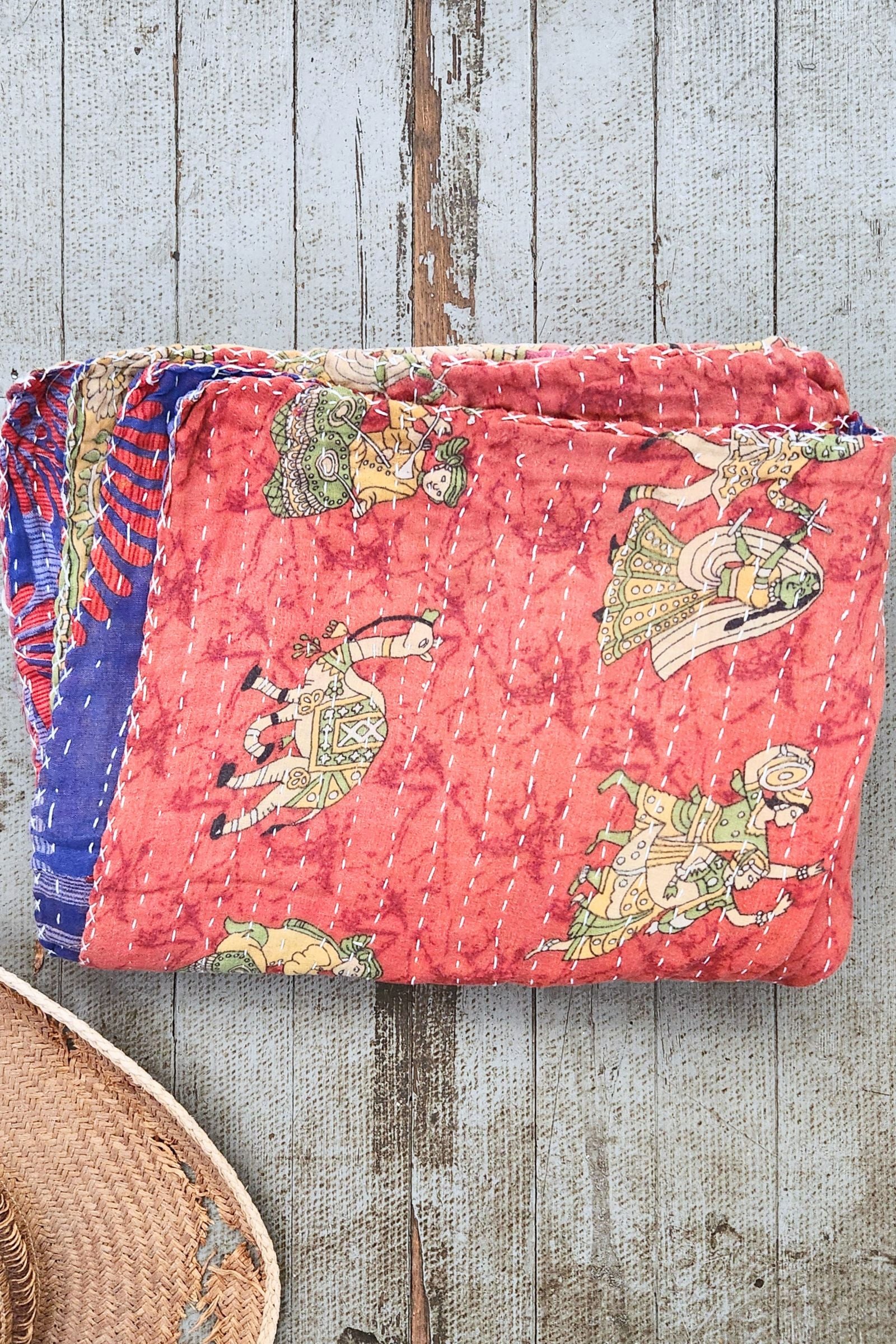 Kantha Sari Throw Blanket #1619