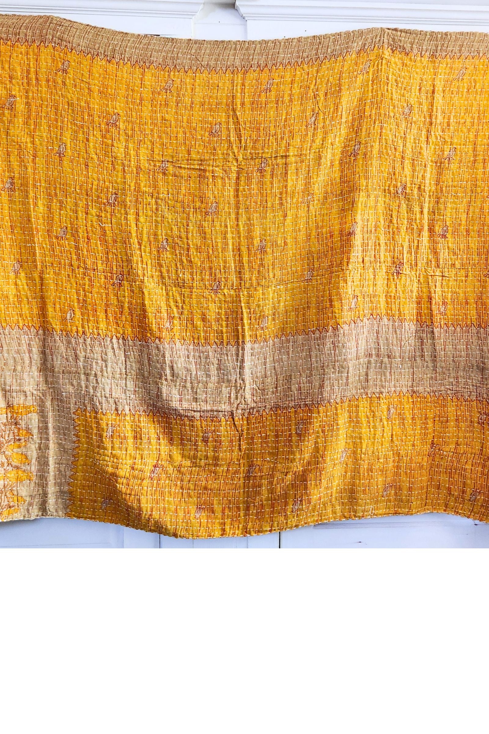 Kantha Sari Throw Blanket #1620