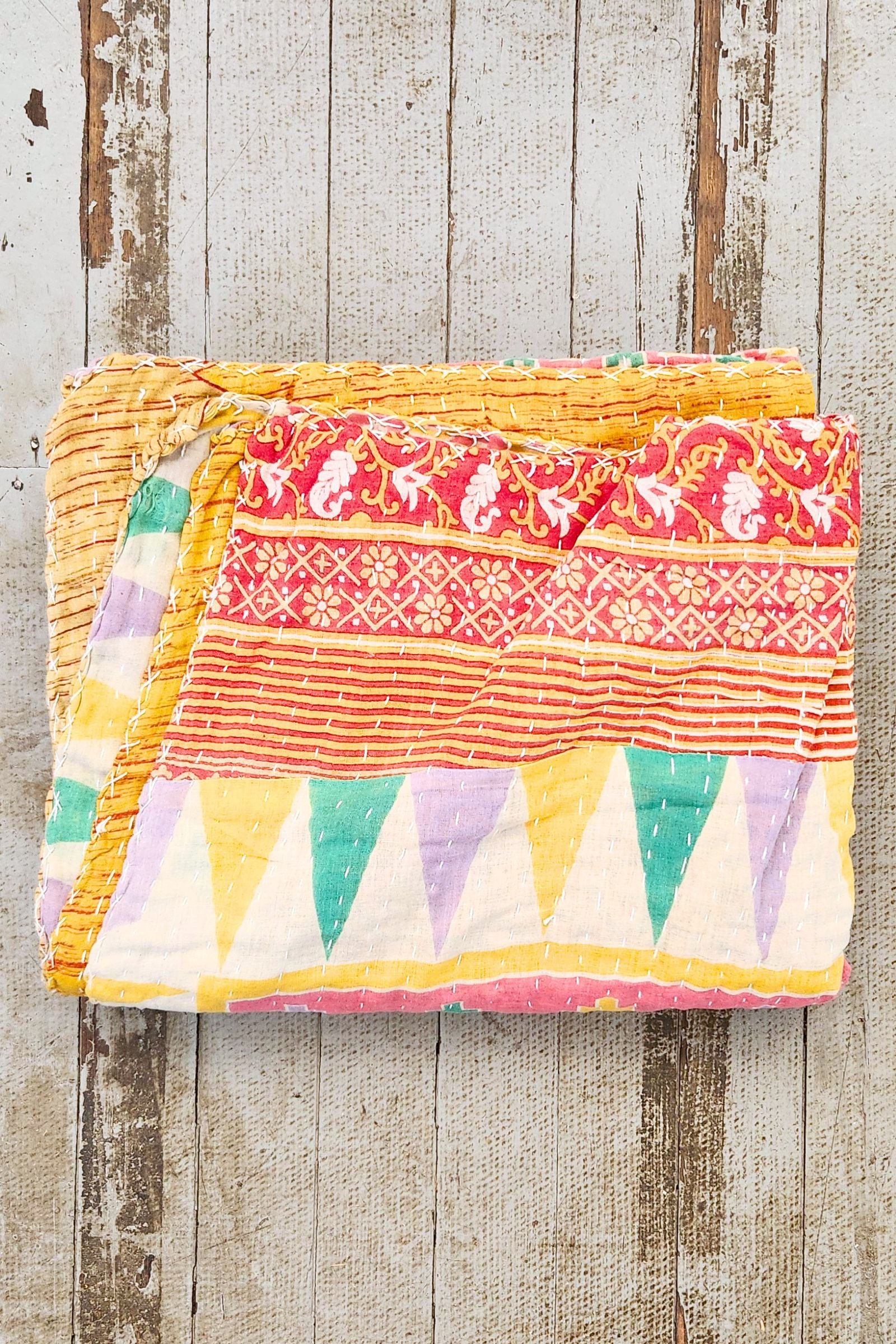 Kantha Sari Throw Blanket #1620