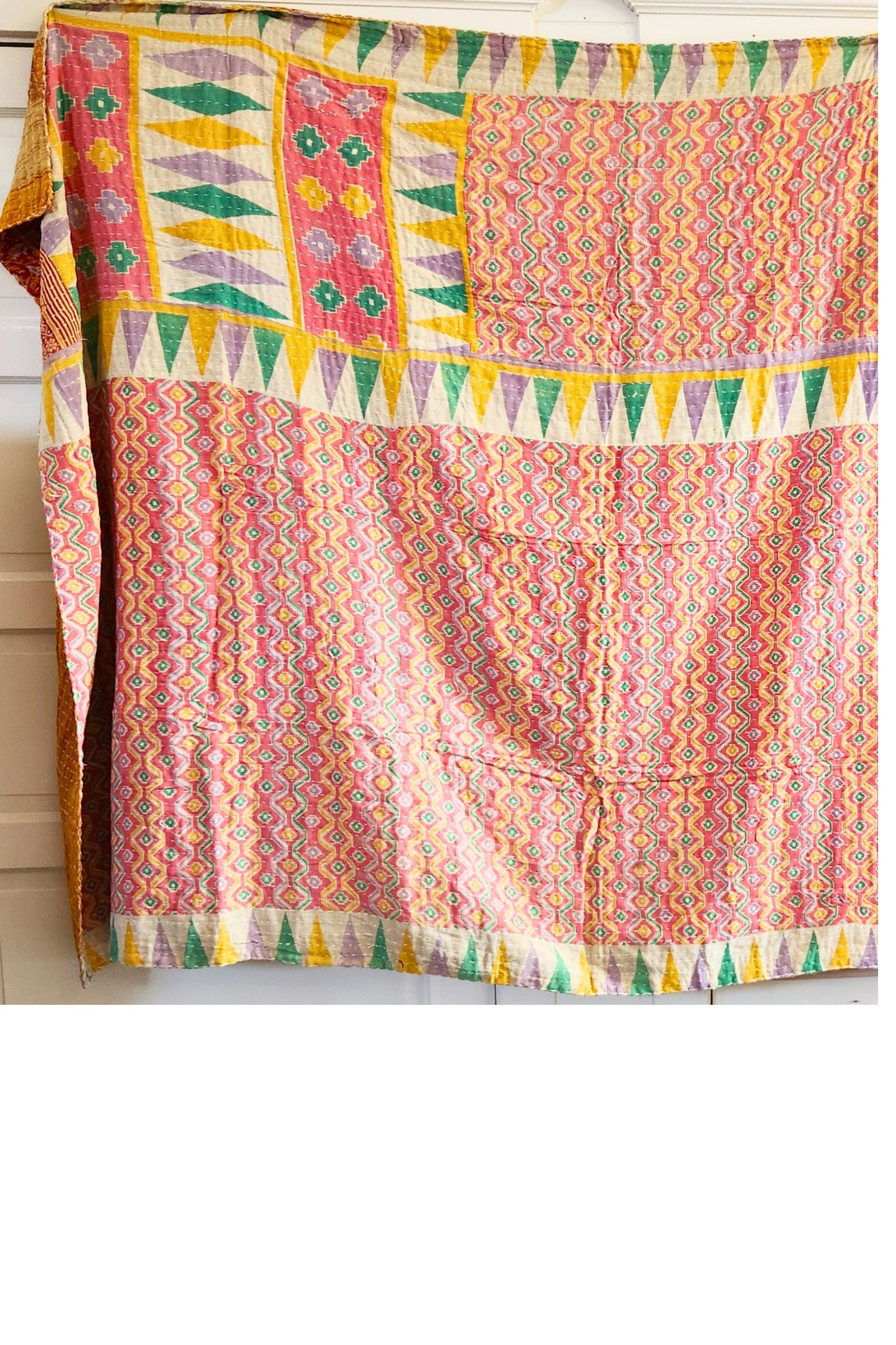 Kantha Sari Throw Blanket #1620