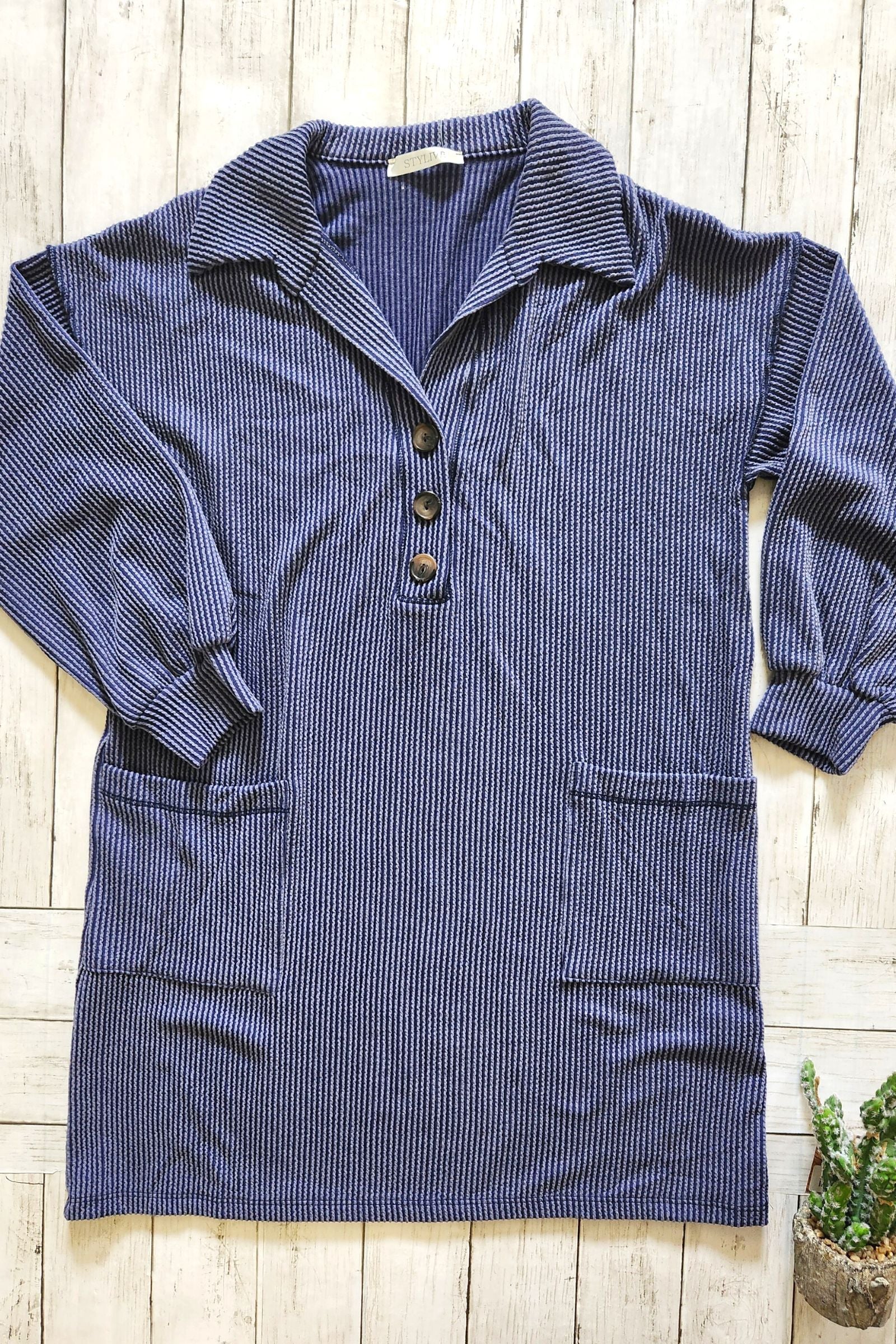 Urban Rib Collared Shirt Dress