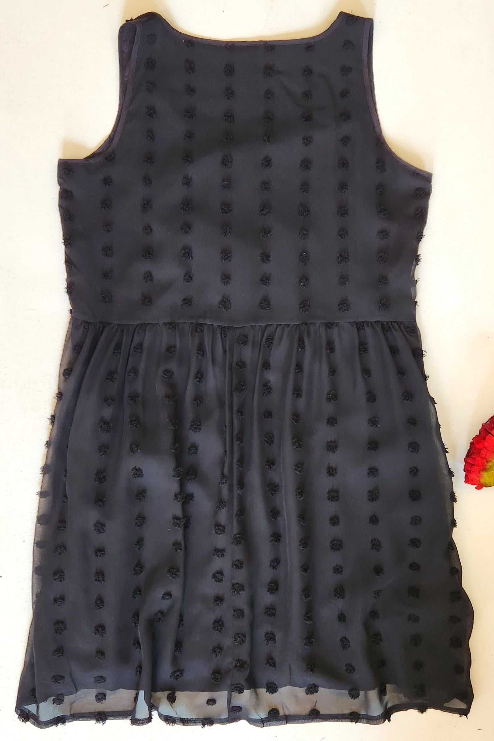 Black Swiss Dot Sleeveless Dress