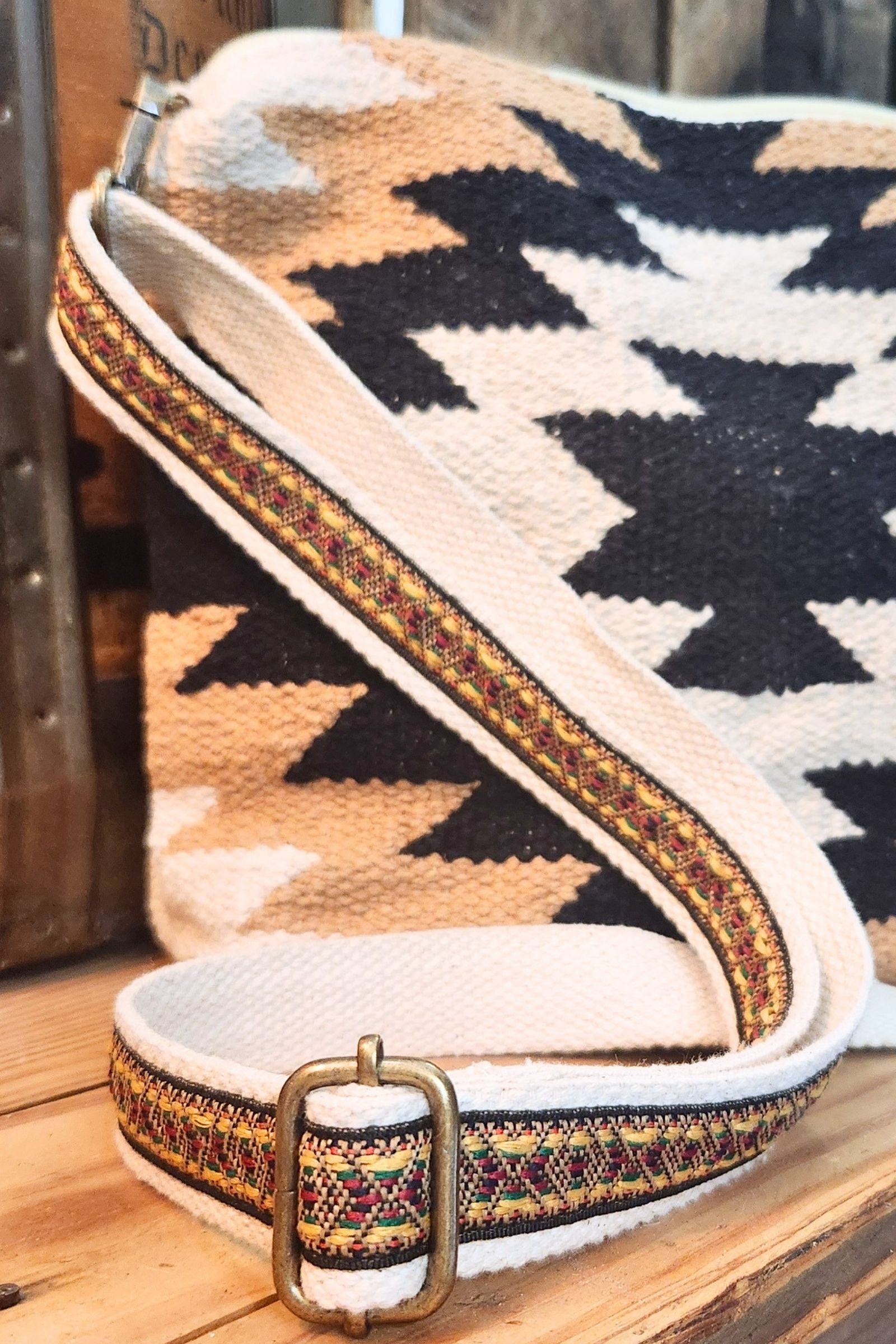 Cream & Black & Tan Western Crossbody Bag