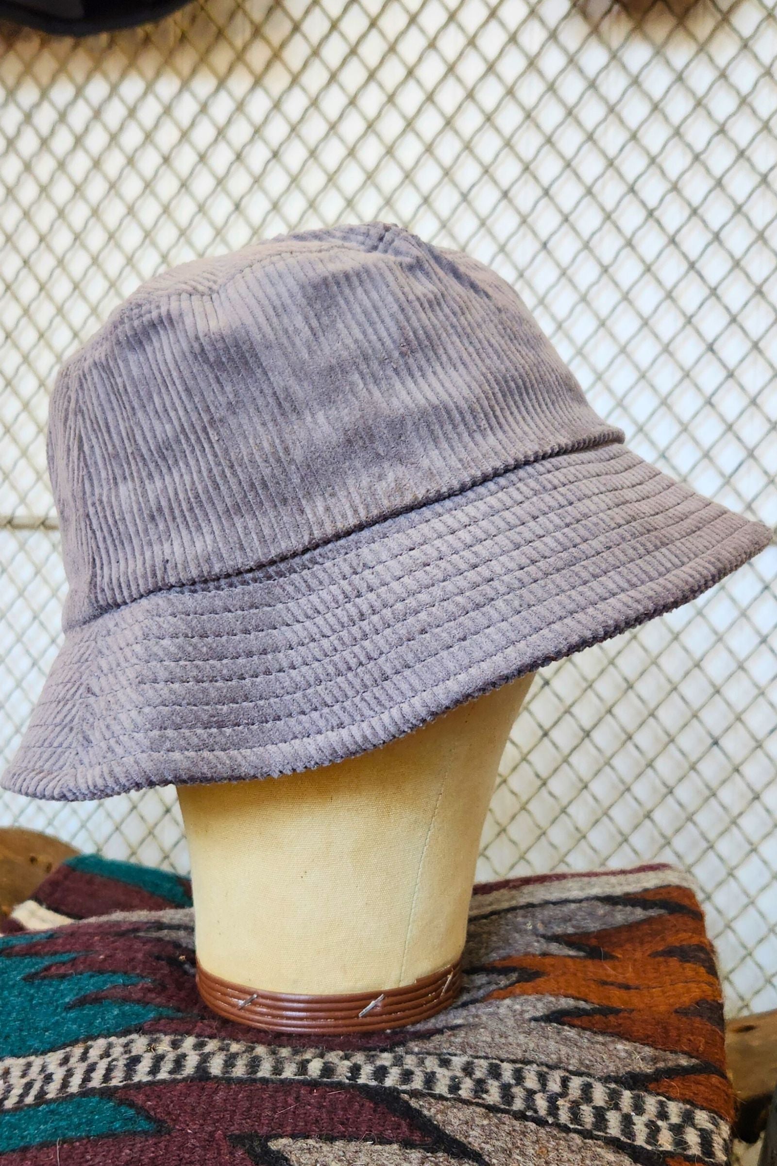 Gray Corduroy Bucket Hat