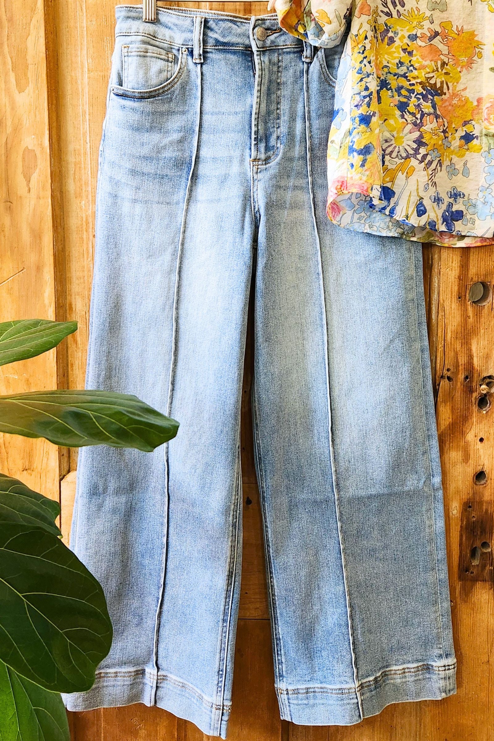 High Rise Wide Leg Pintuck Jeans