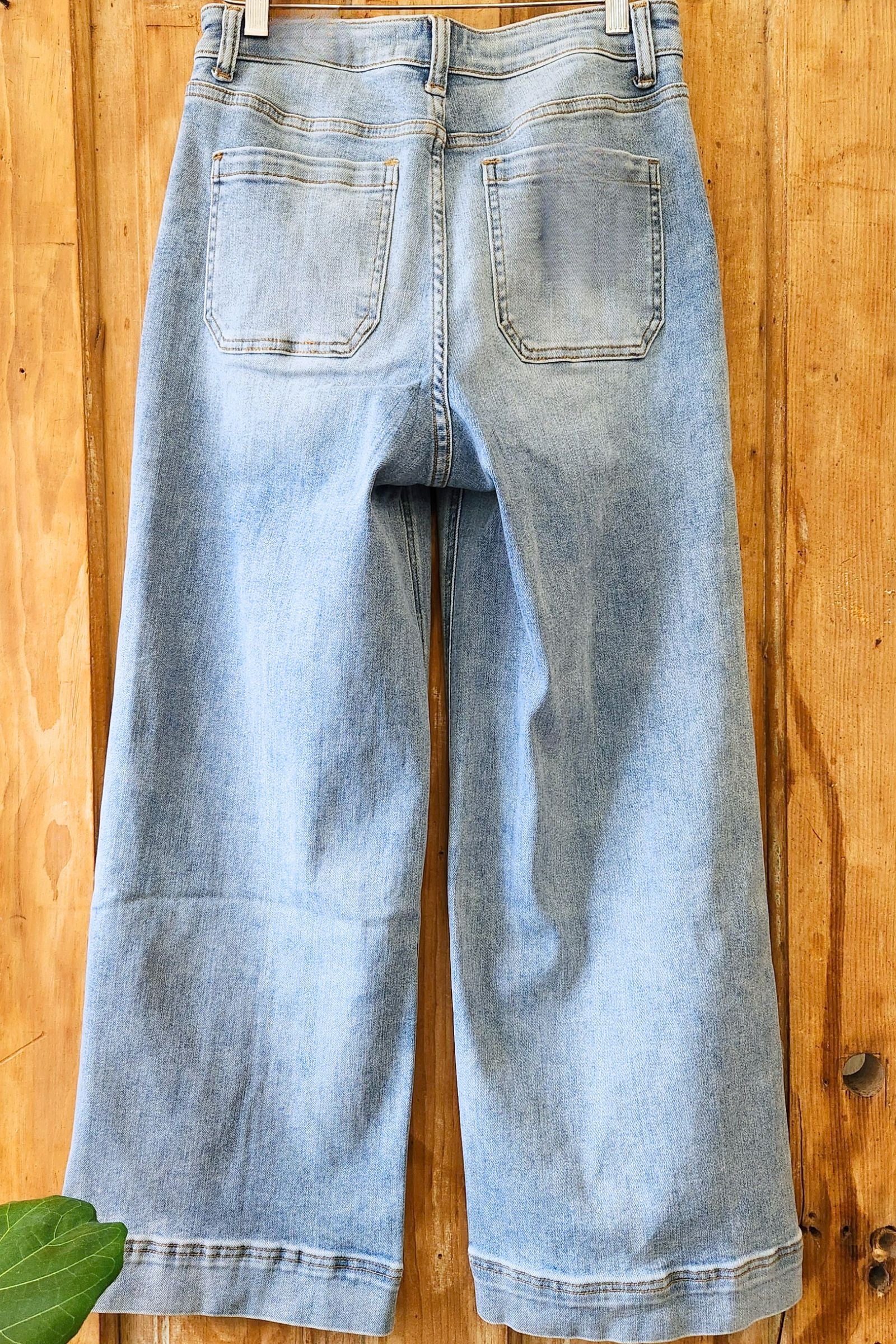 High Rise Wide Leg Pintuck Jeans