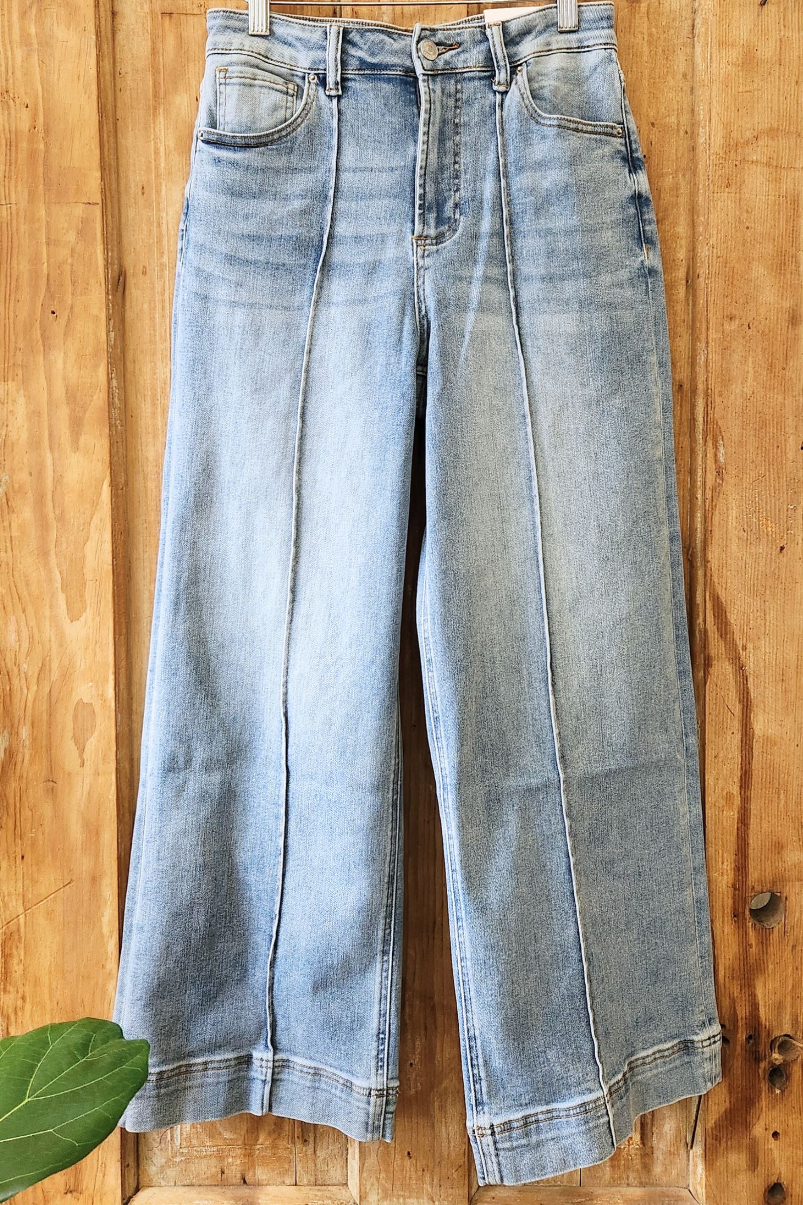 High Rise Wide Leg Pintuck Jeans