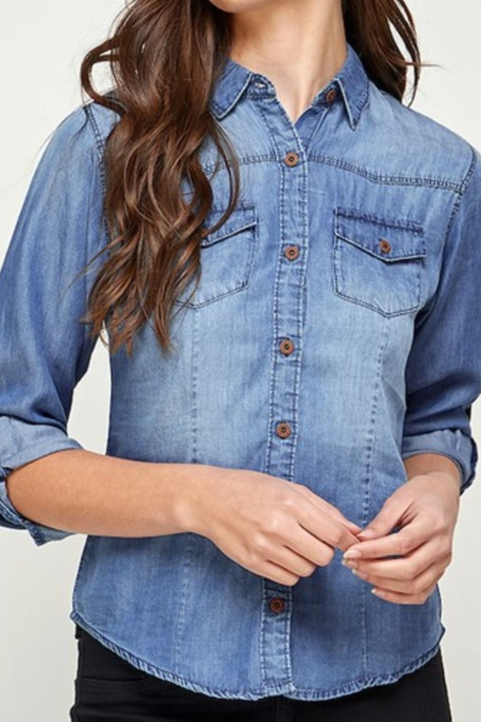 Chambray Button Down Top