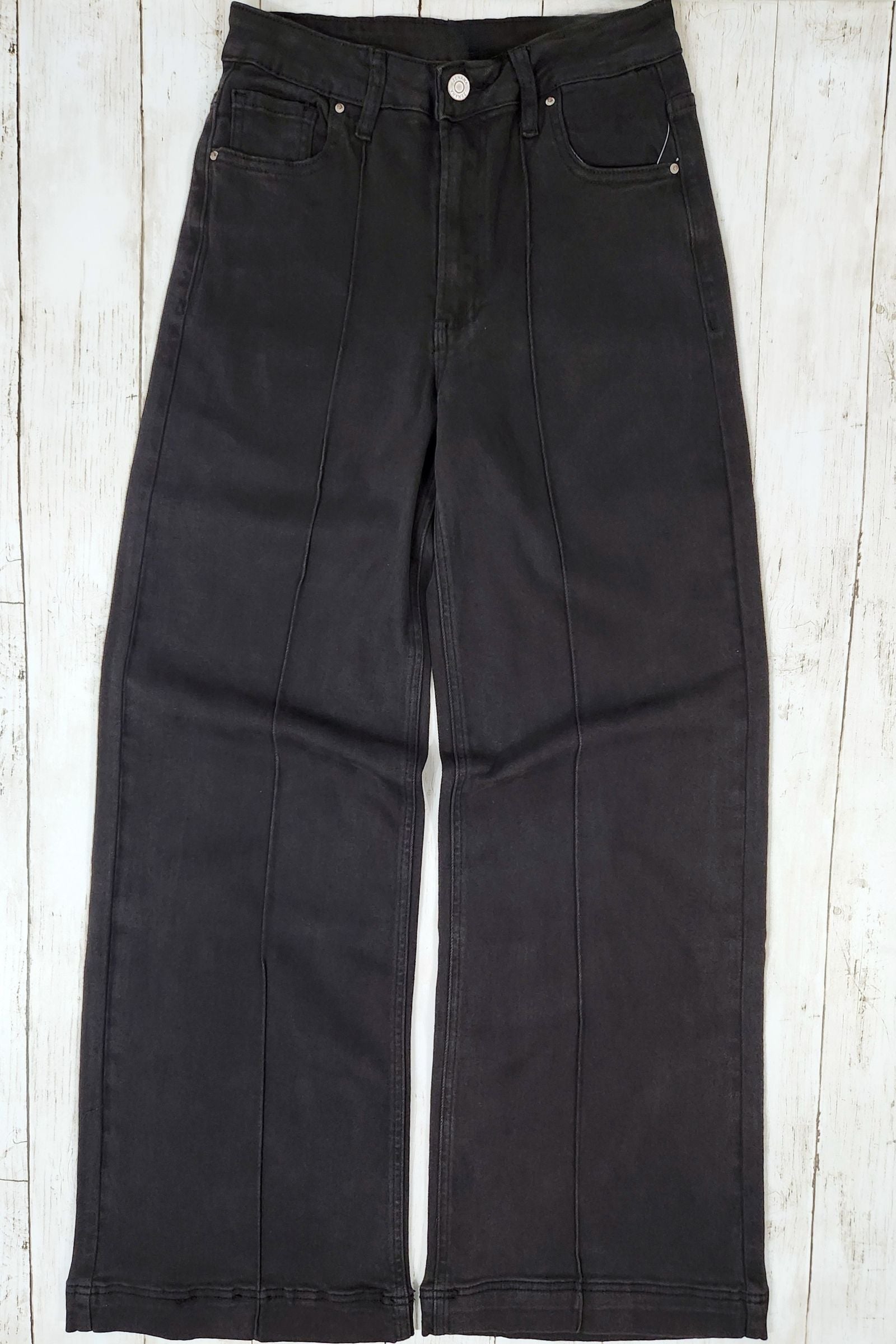 Black High Rise Pintuck Jeans