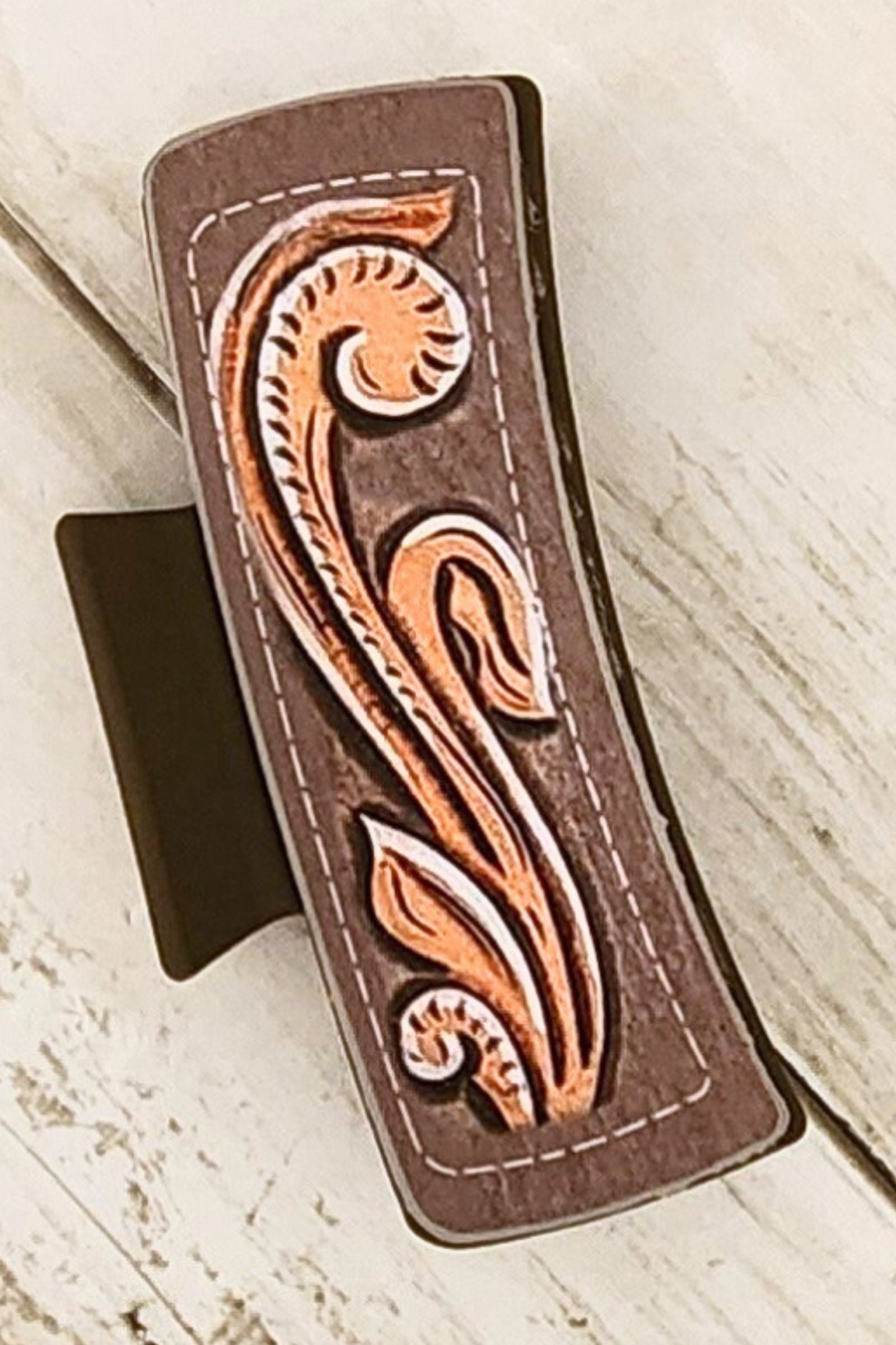 Leather Swirl Hair Claw Clip