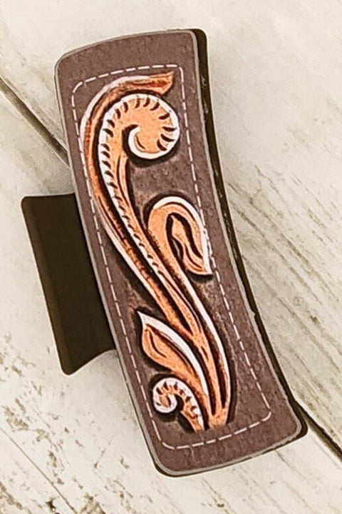 Leather Swirl Hair Claw Clip