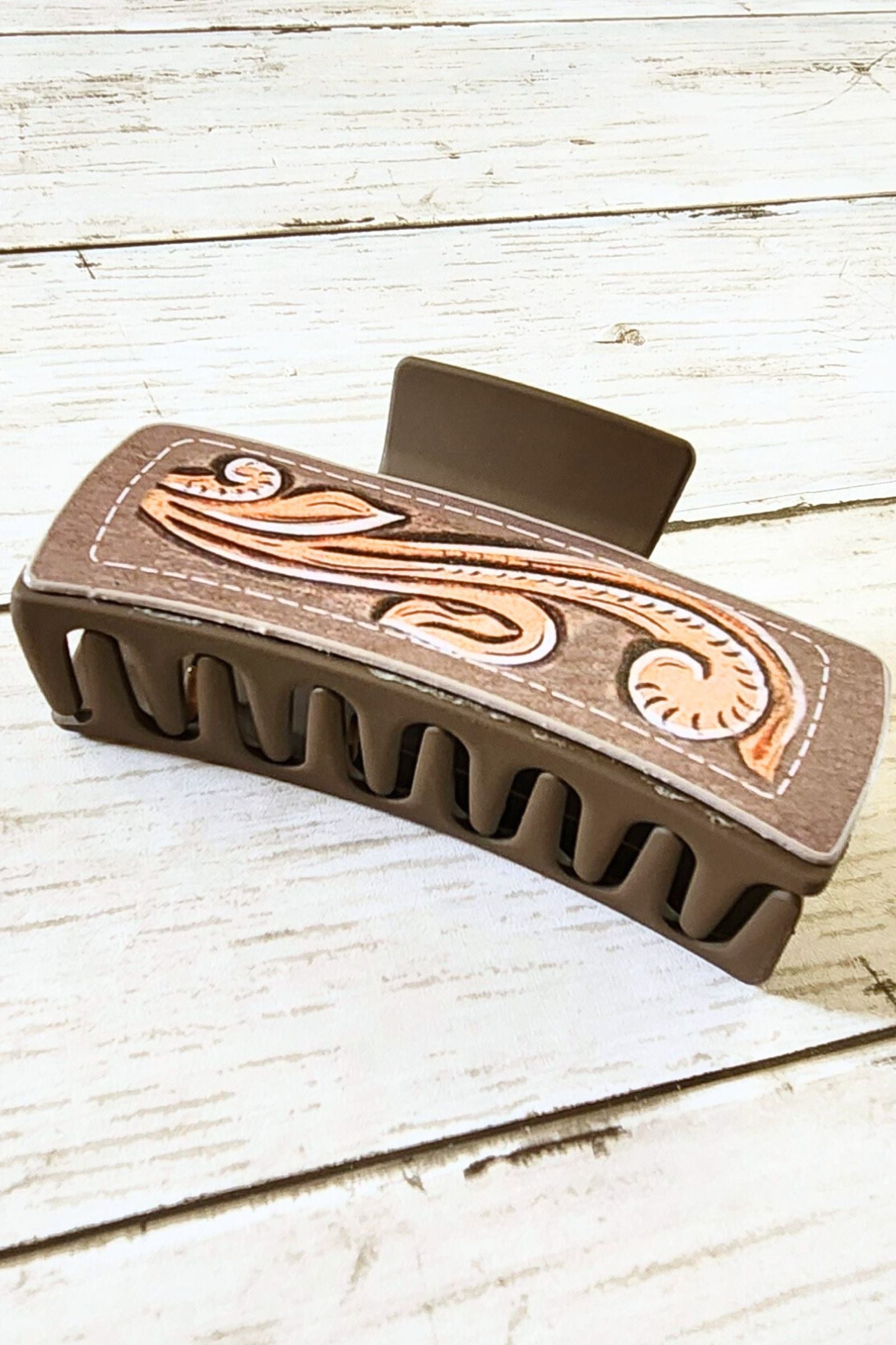 Leather Swirl Hair Claw Clip