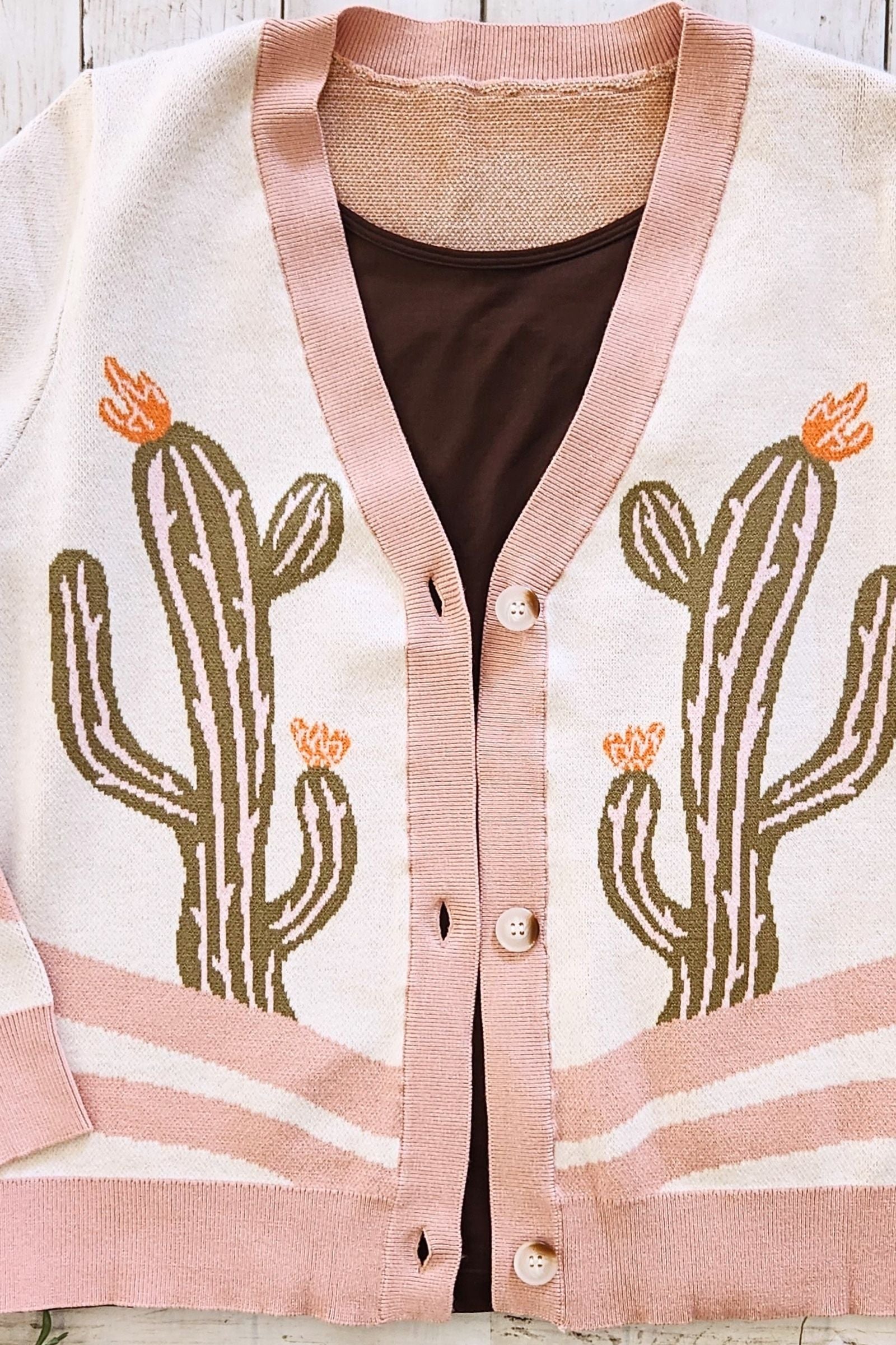 Apricot Cactus Cardigan Sweater