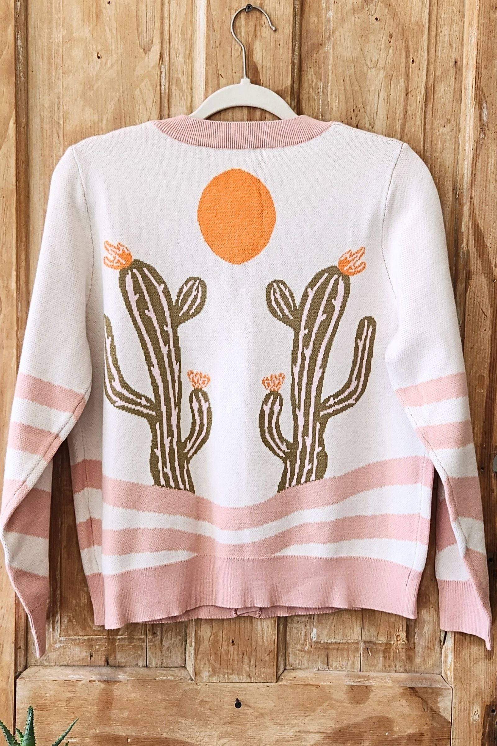 Apricot Cactus Cardigan Sweater