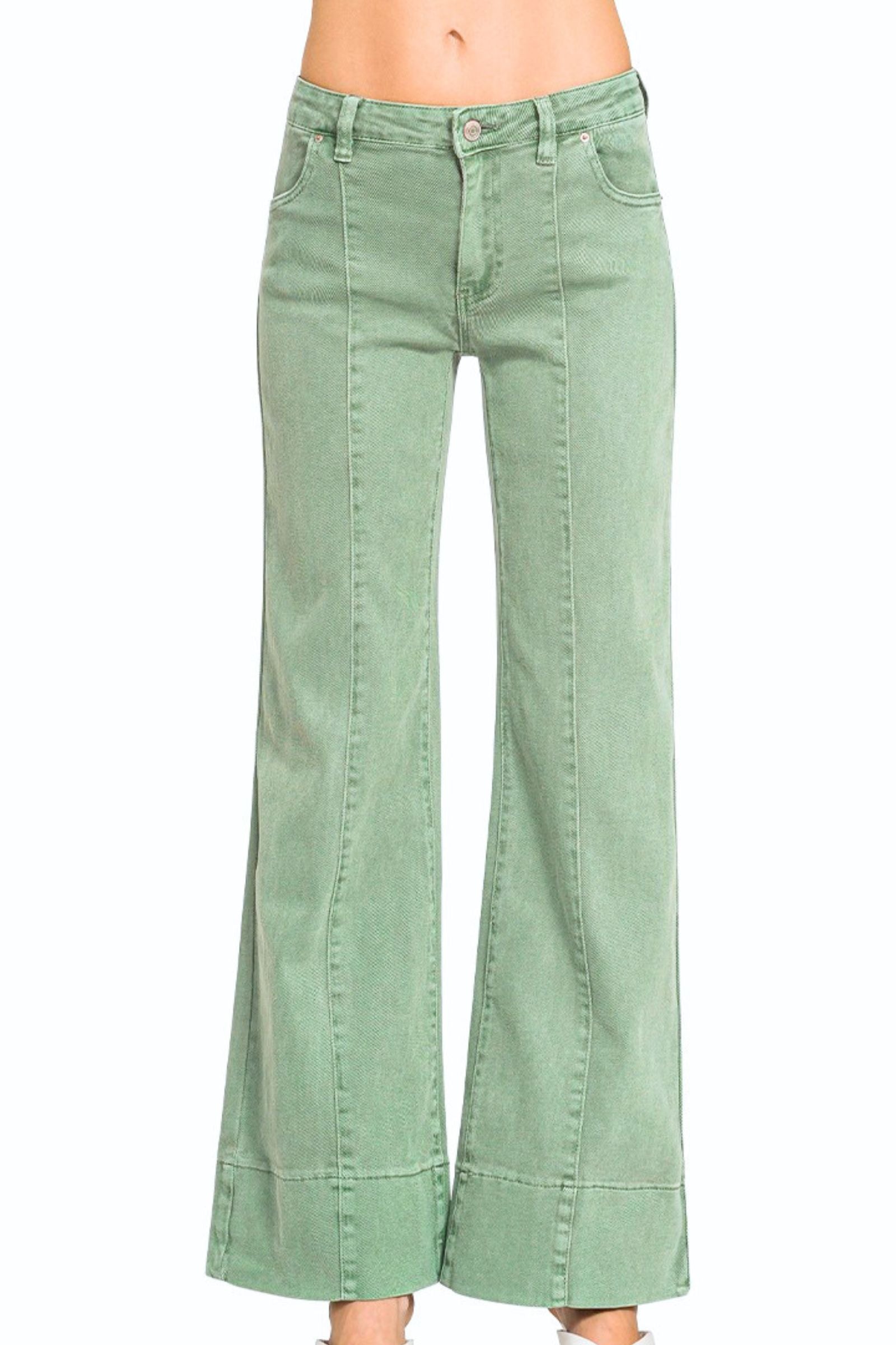 Mid-rise Light Olive Denim Jeans