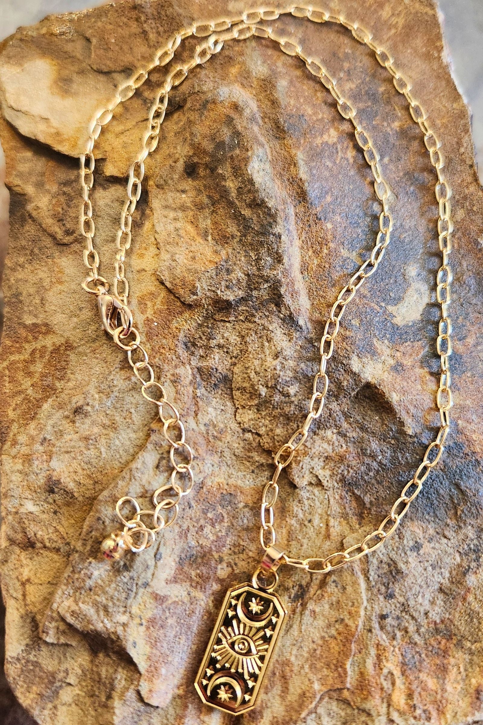 Celestial Gaze Gold Pendant Necklace