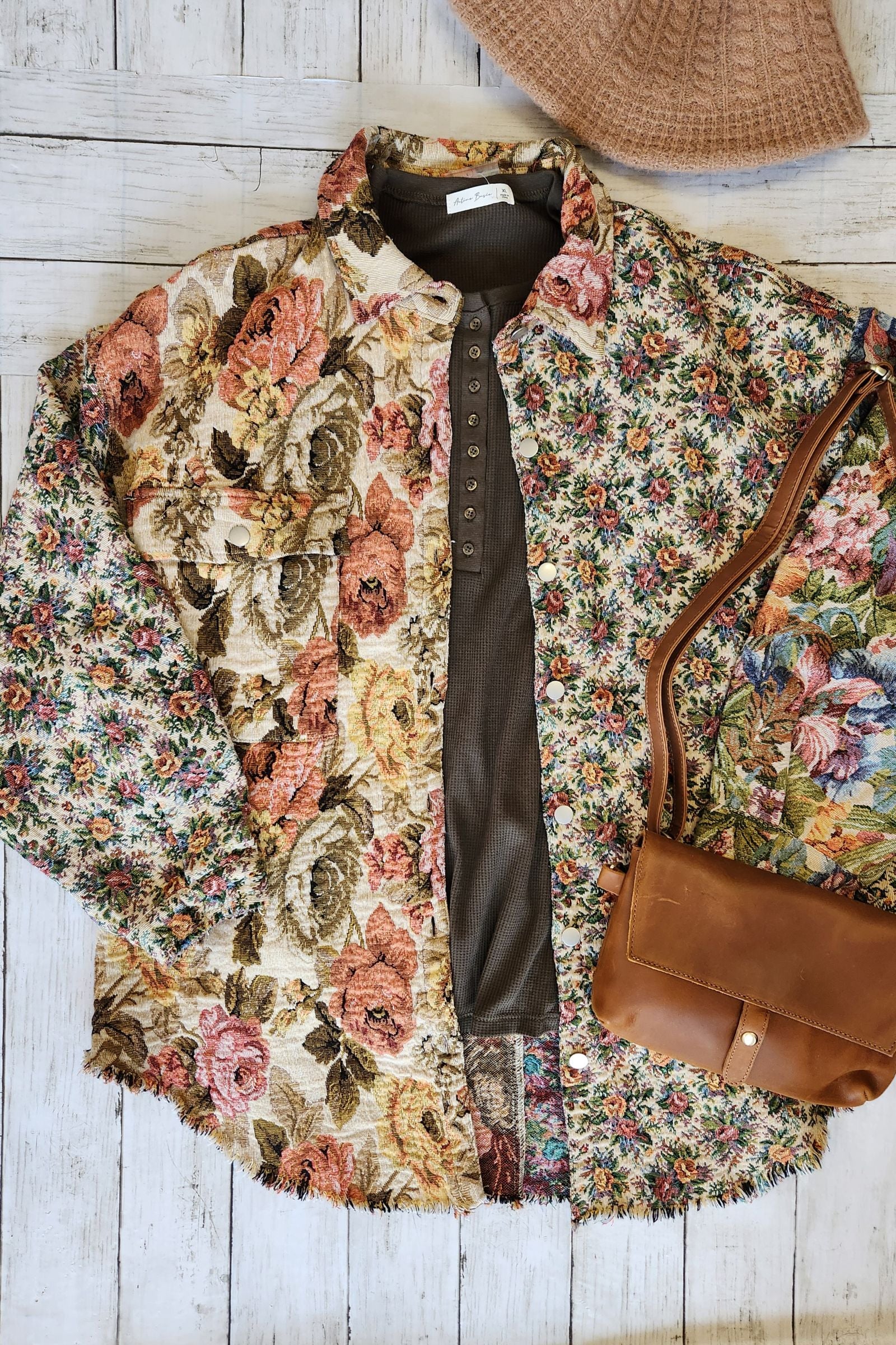 Mixed Floral Tapestry Shacket