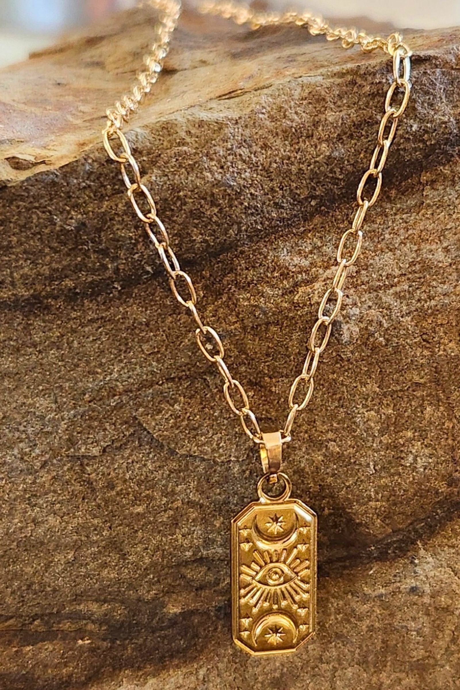 Celestial Gaze Gold Pendant Necklace