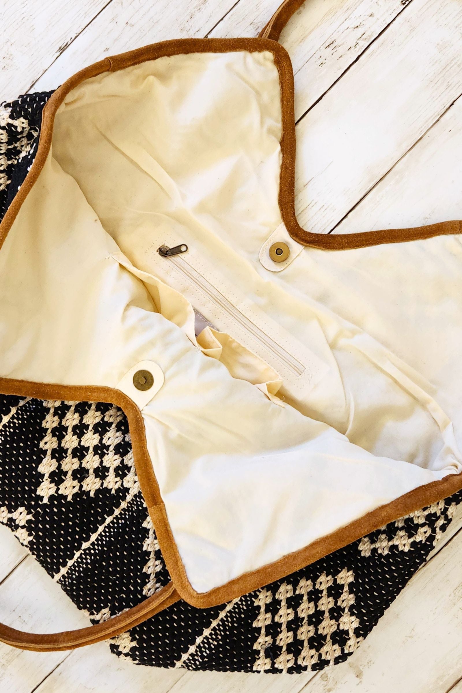 Black & Cream Diamond Tote Bag