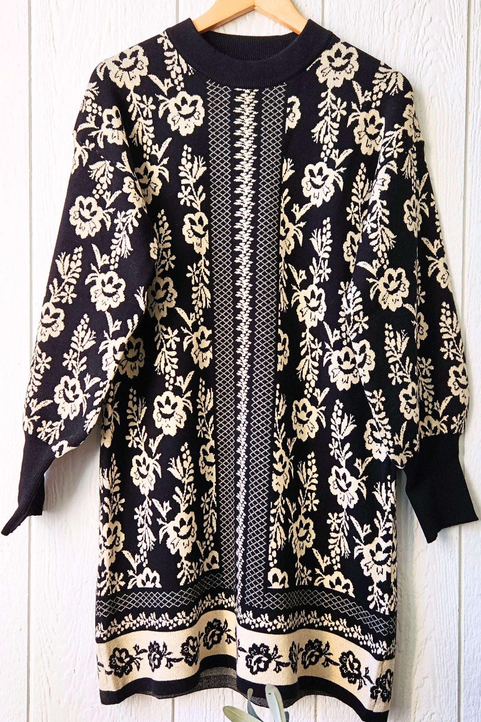 Floral Jacquard Sweater Dress