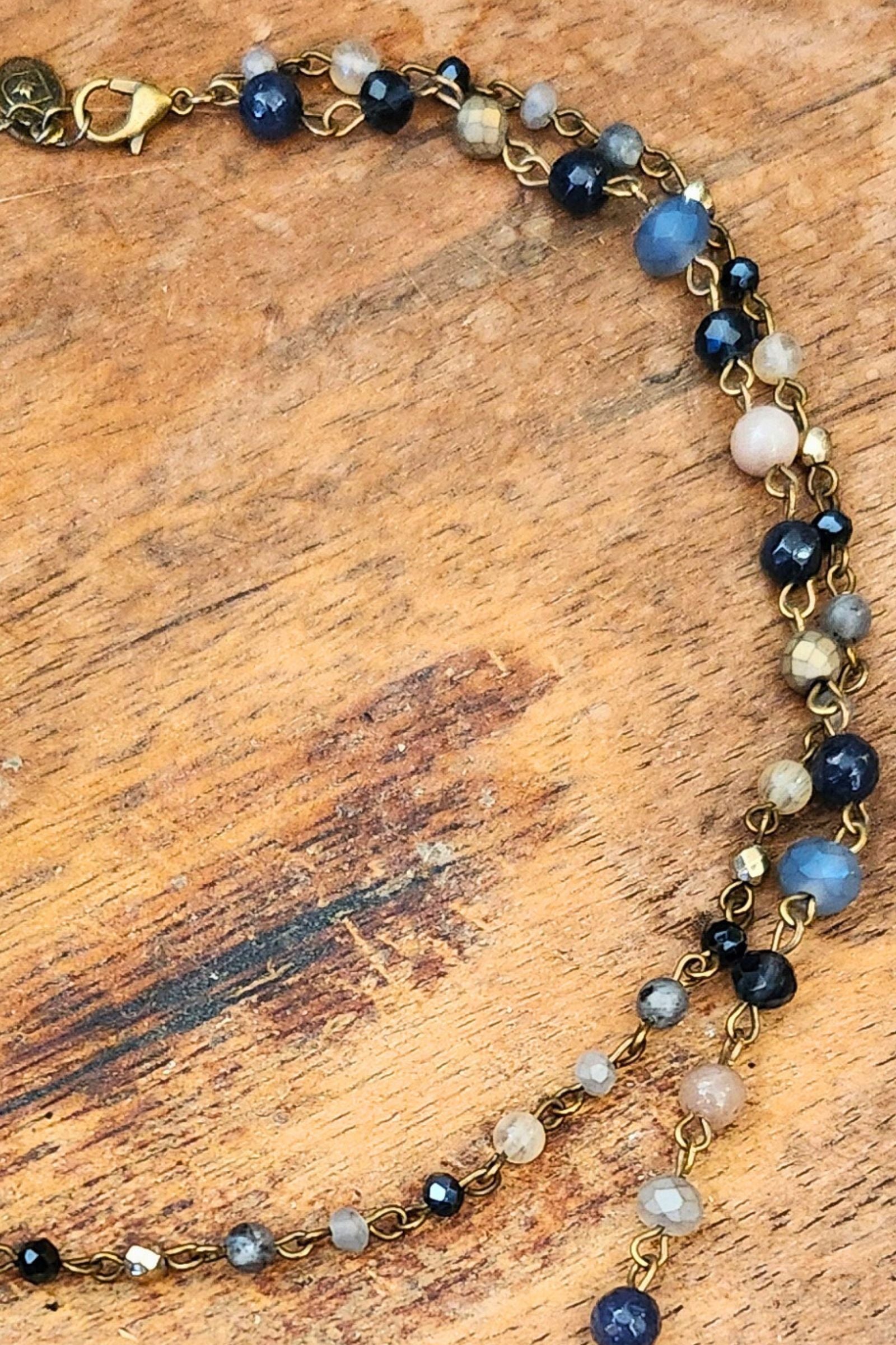 Micah Layered Denim Blue Necklace